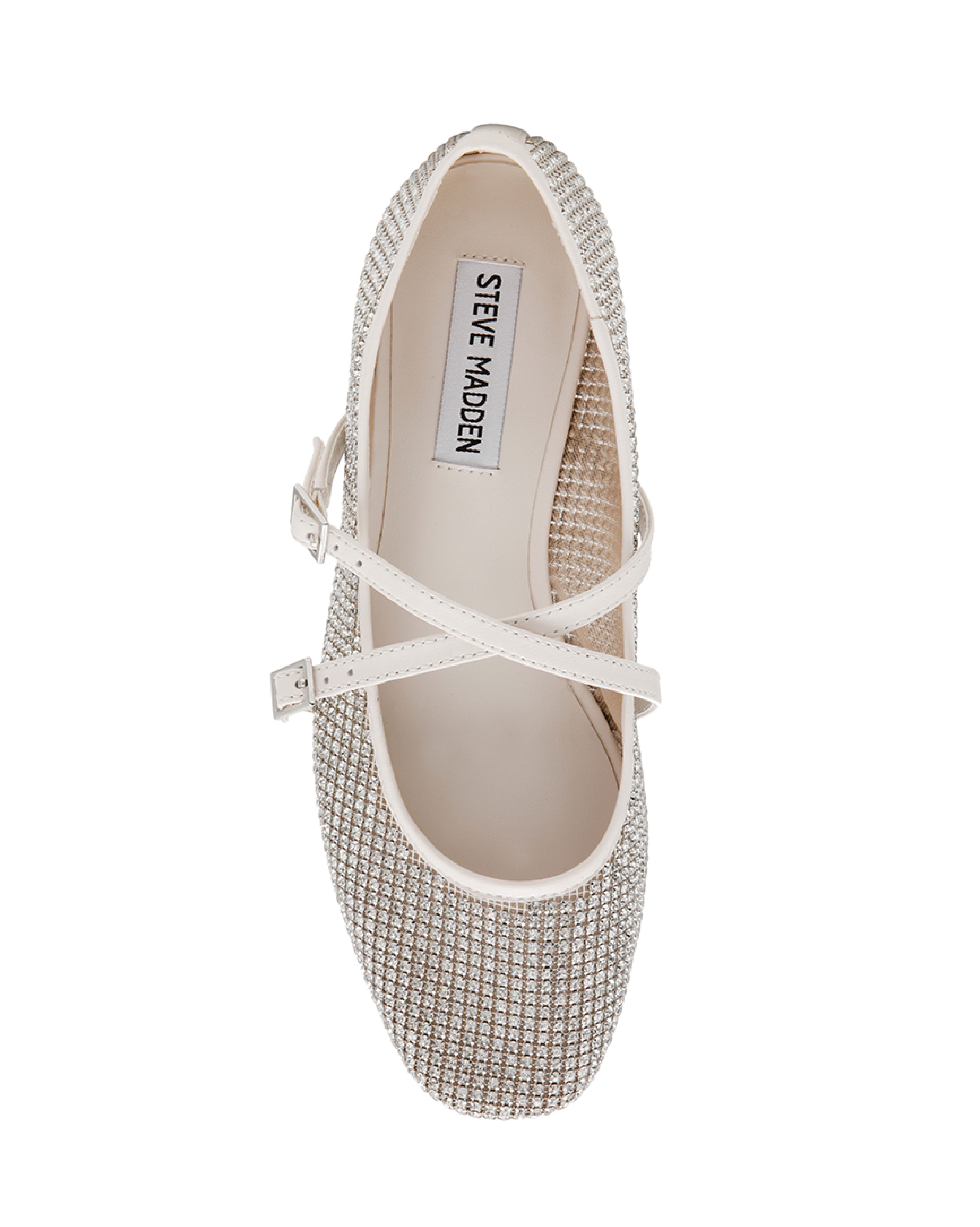 WATCHLIST 奢華閃鑽雙扣細帶瑪莉珍鞋-白色