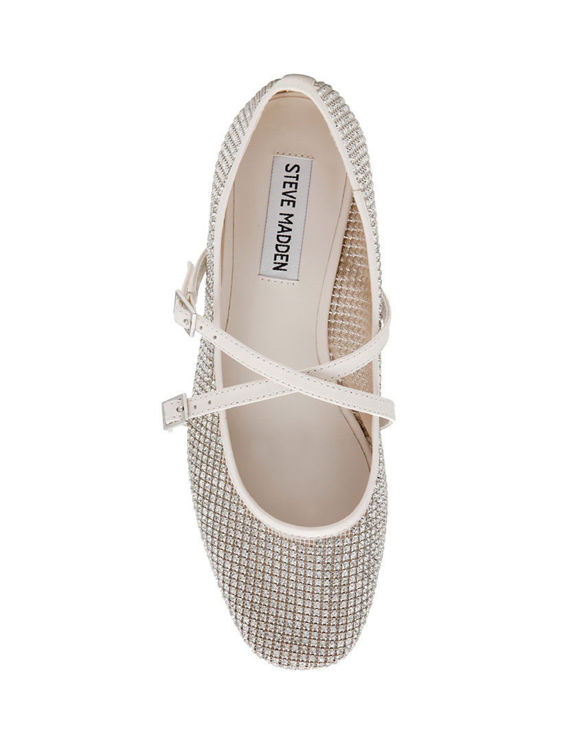 WATCHLIST 奢華閃鑽雙扣細帶瑪莉珍鞋-白色