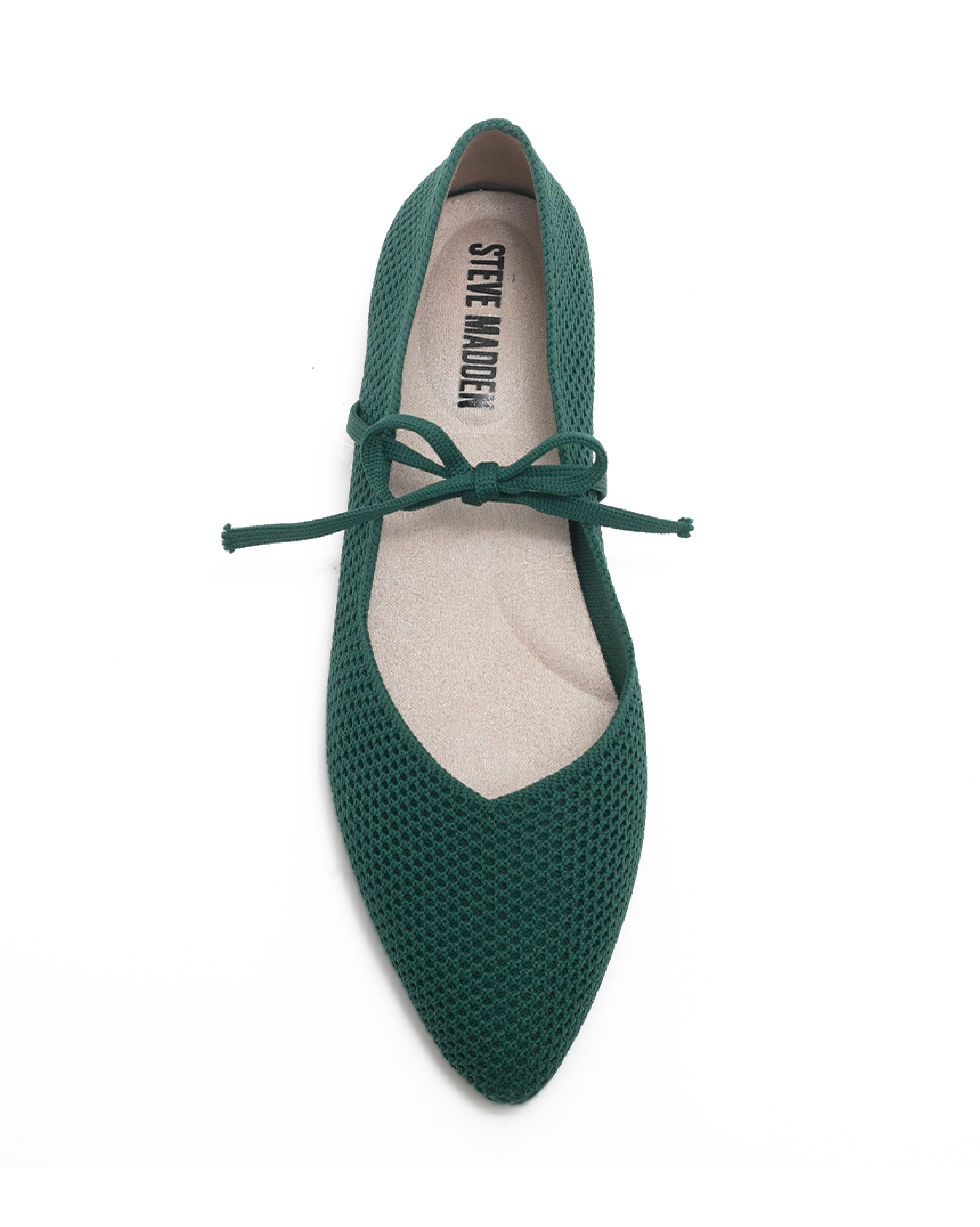 TWAILEE 彈性布面綁帶平底娃娃鞋-綠色