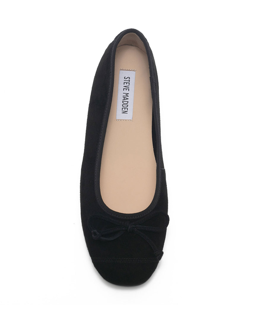 TWMUMU 經典素面細帶蝴蝶結娃娃鞋-絨黑