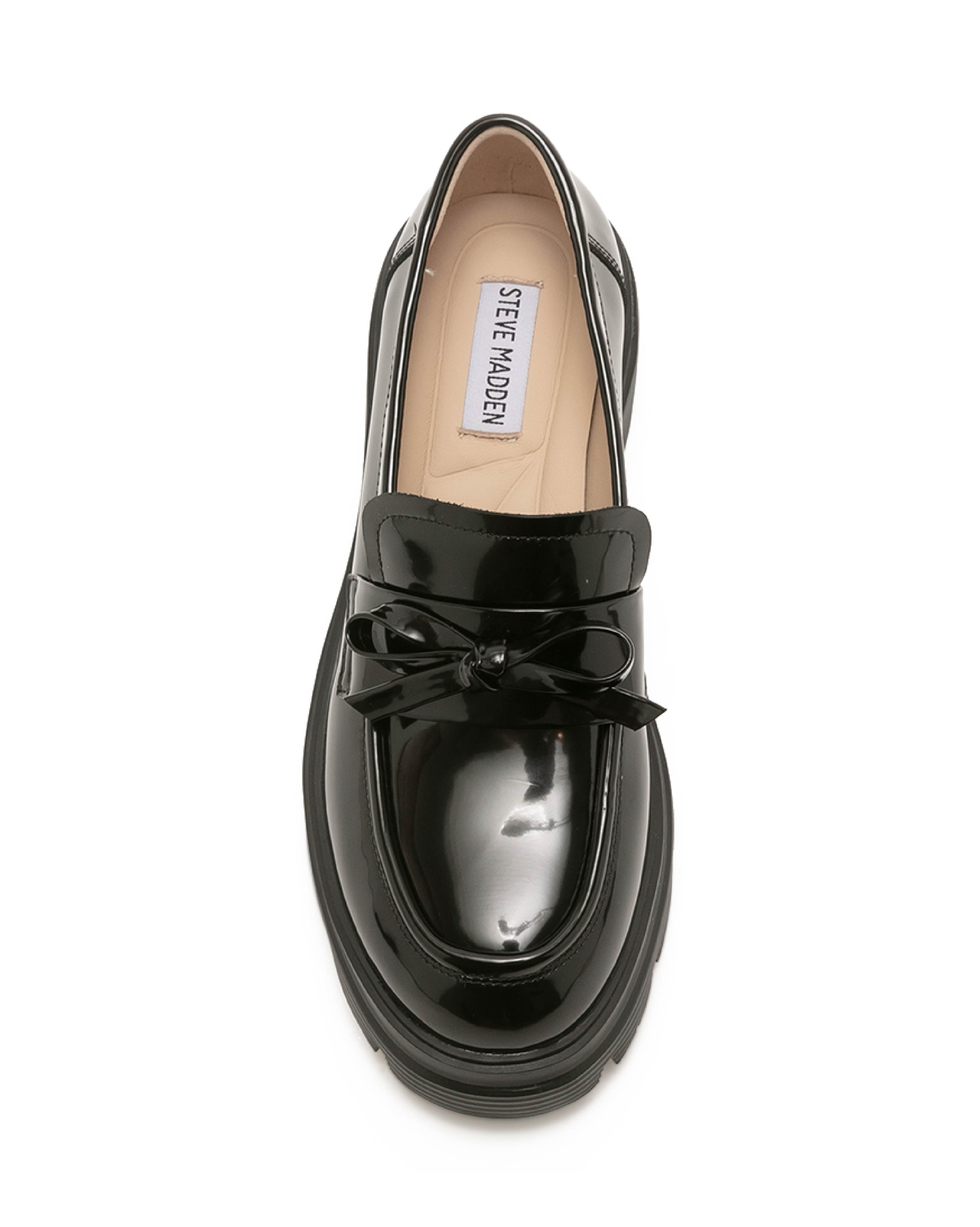 TWPENNY 簡約素面蝴蝶結樂福鞋-黑色