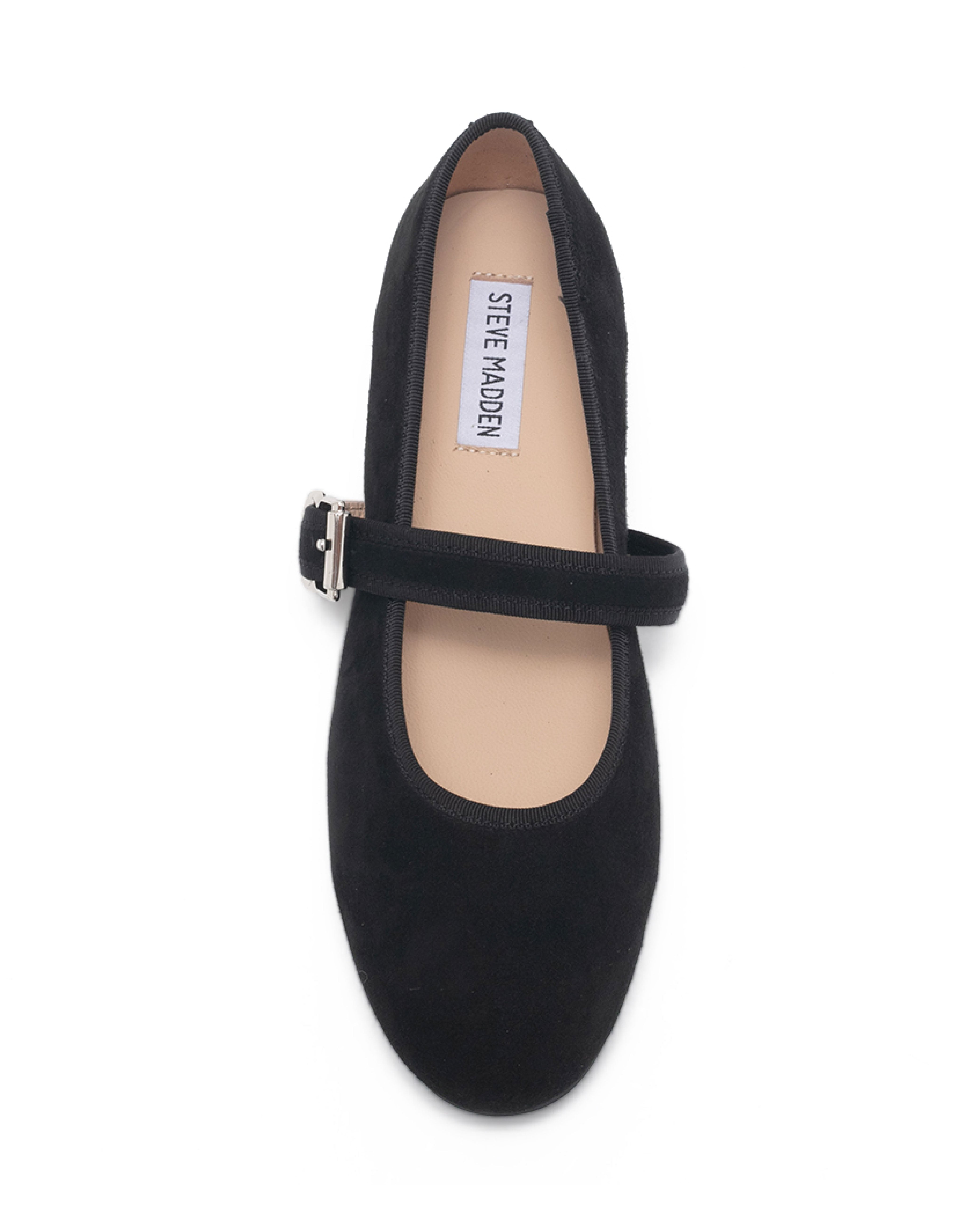 TWTYLA 絨面素色滾邊瑪莉珍鞋-絨黑