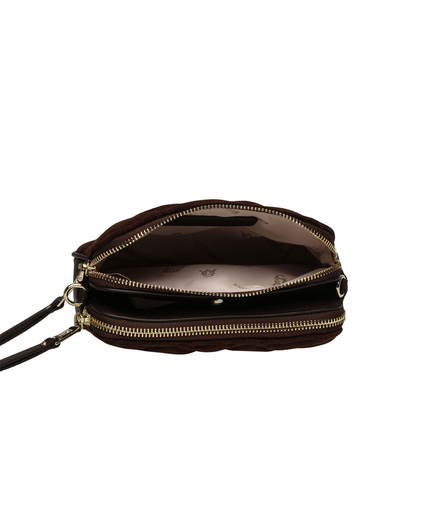 BMARVI-S 絨面菱格紋相機包-咖啡色