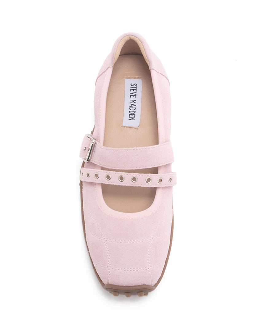 TWFOXY 雙扣帶絨面瑪莉珍鞋-絨粉紅