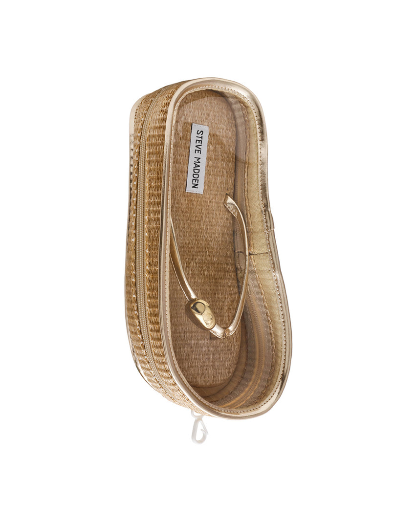 SURFUP 金屬圓形飾扣夾腳拖鞋-金色