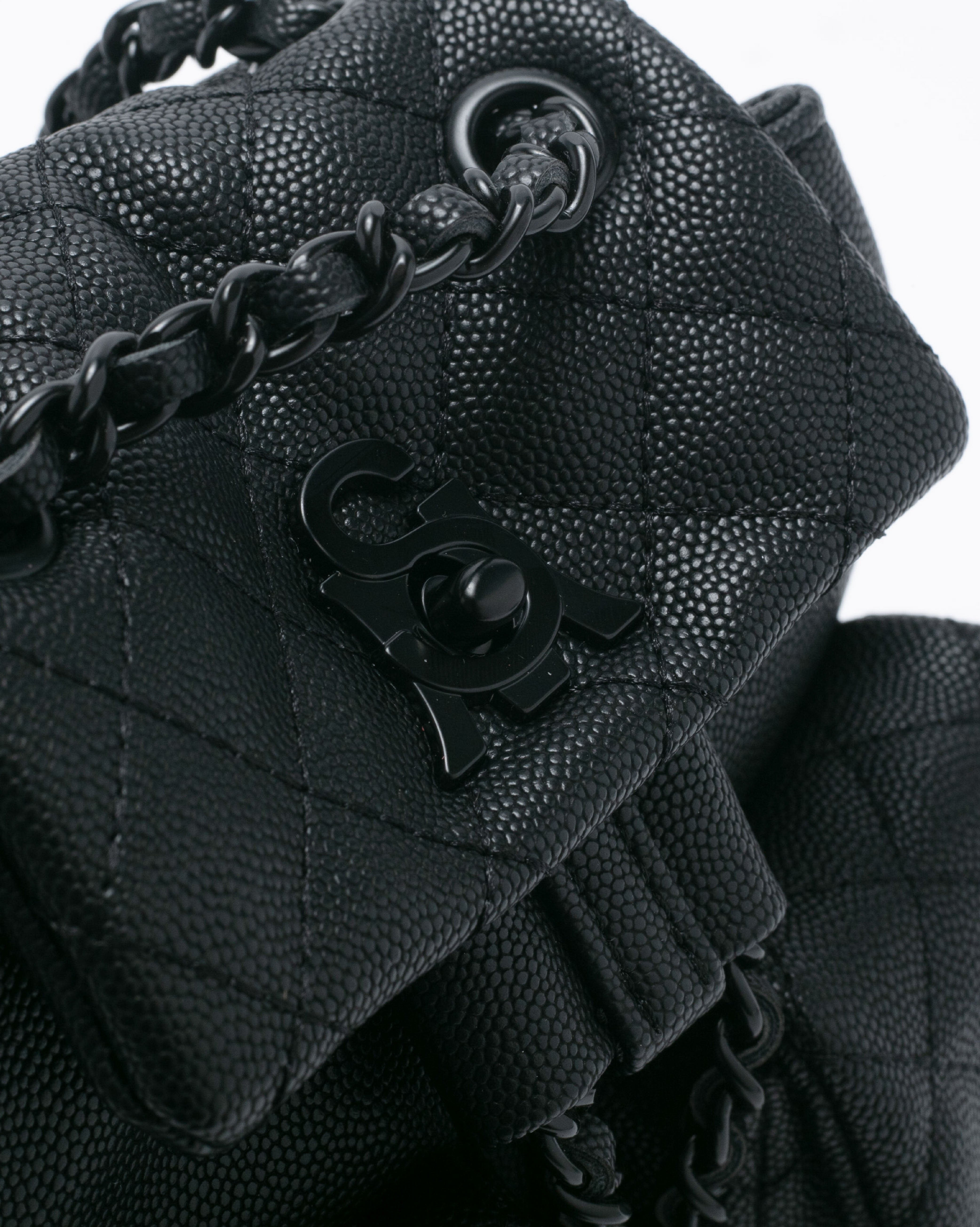 BSEDA 菱格紋雙口袋後背包-黑色