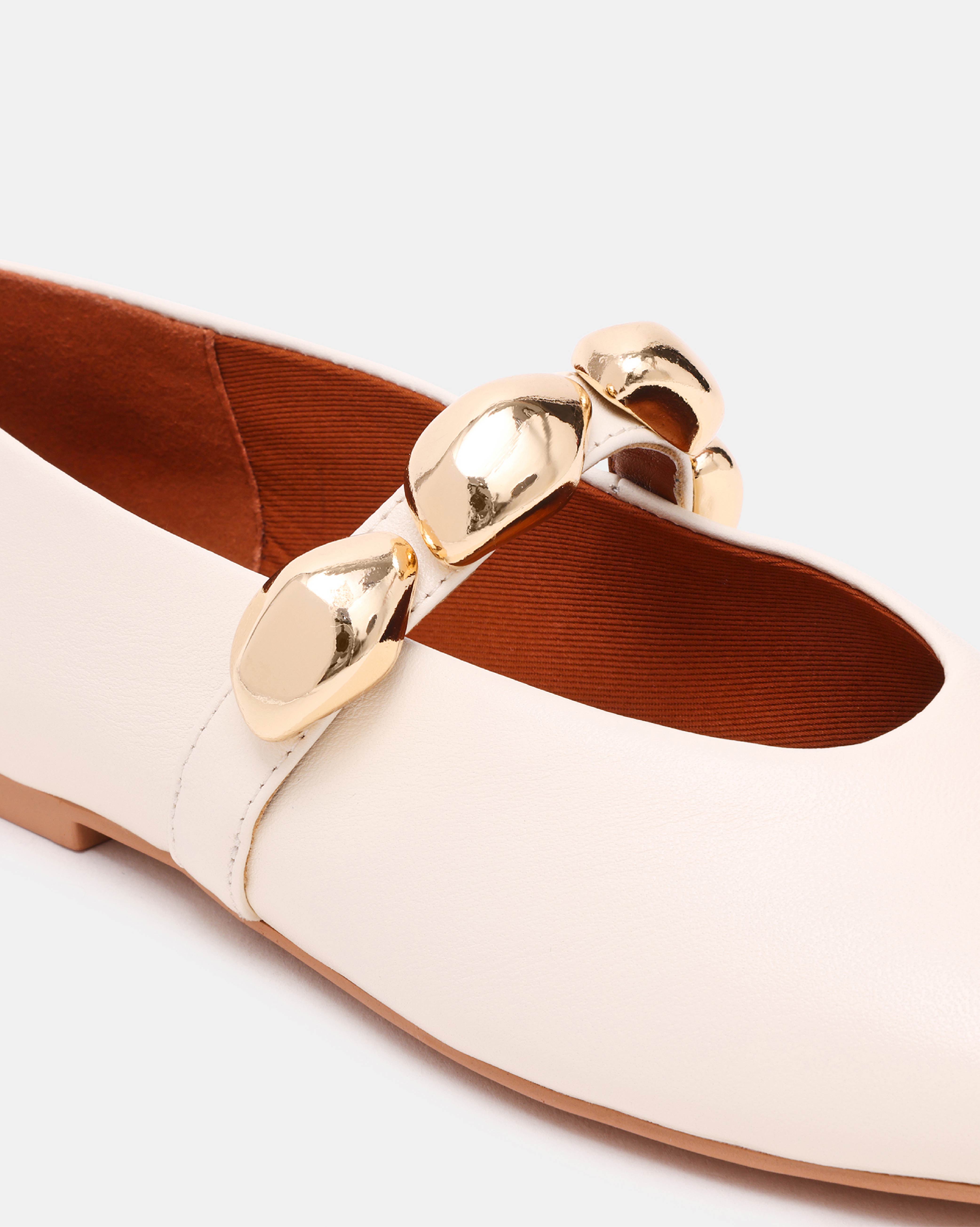 POPPIN 素面圓形扣帶瑪莉珍鞋-白色