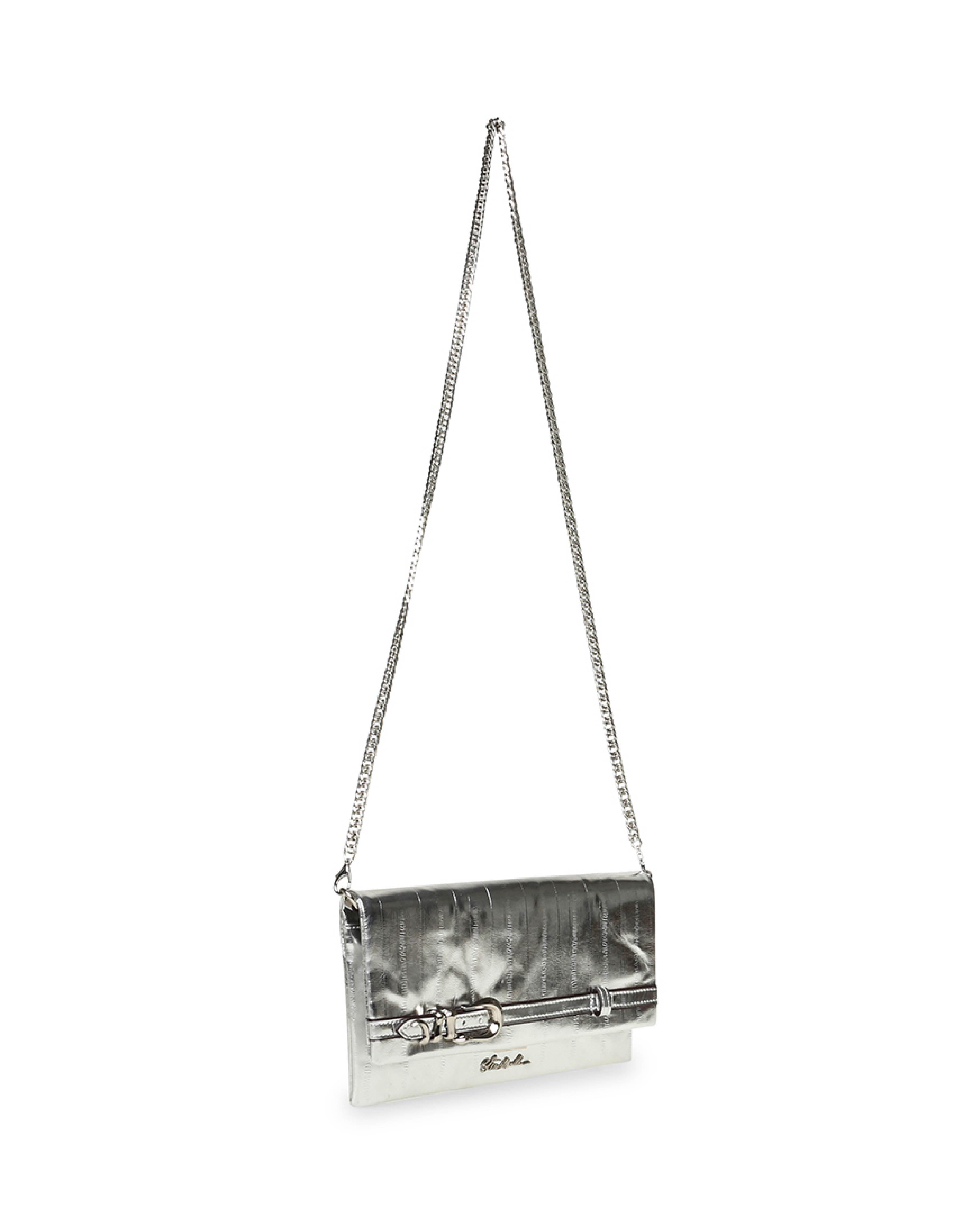 BFRESH-E 素面翻蓋鍊條側背包-銀色