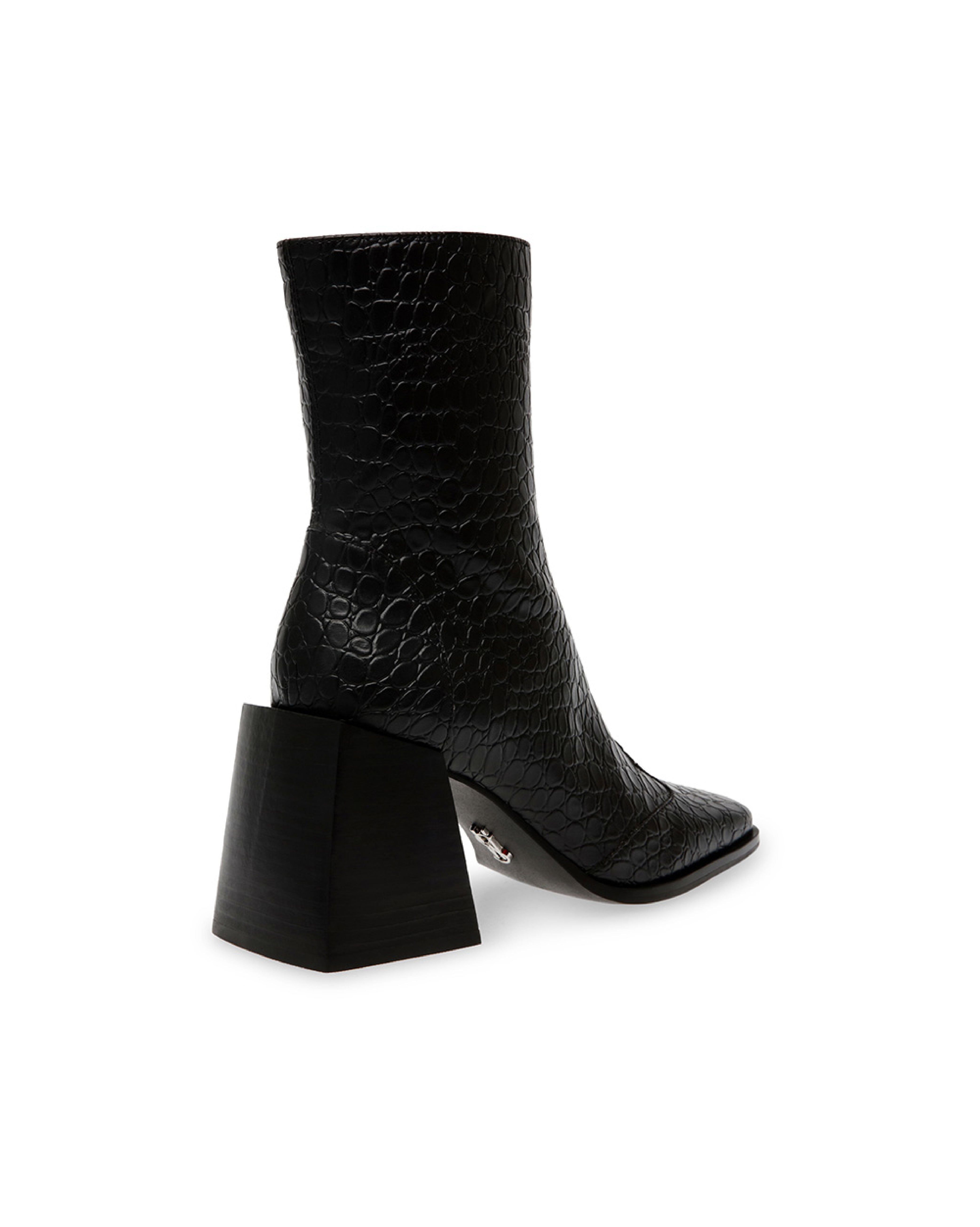 DUCHESS 蛇紋小方頭厚底靴-黑色