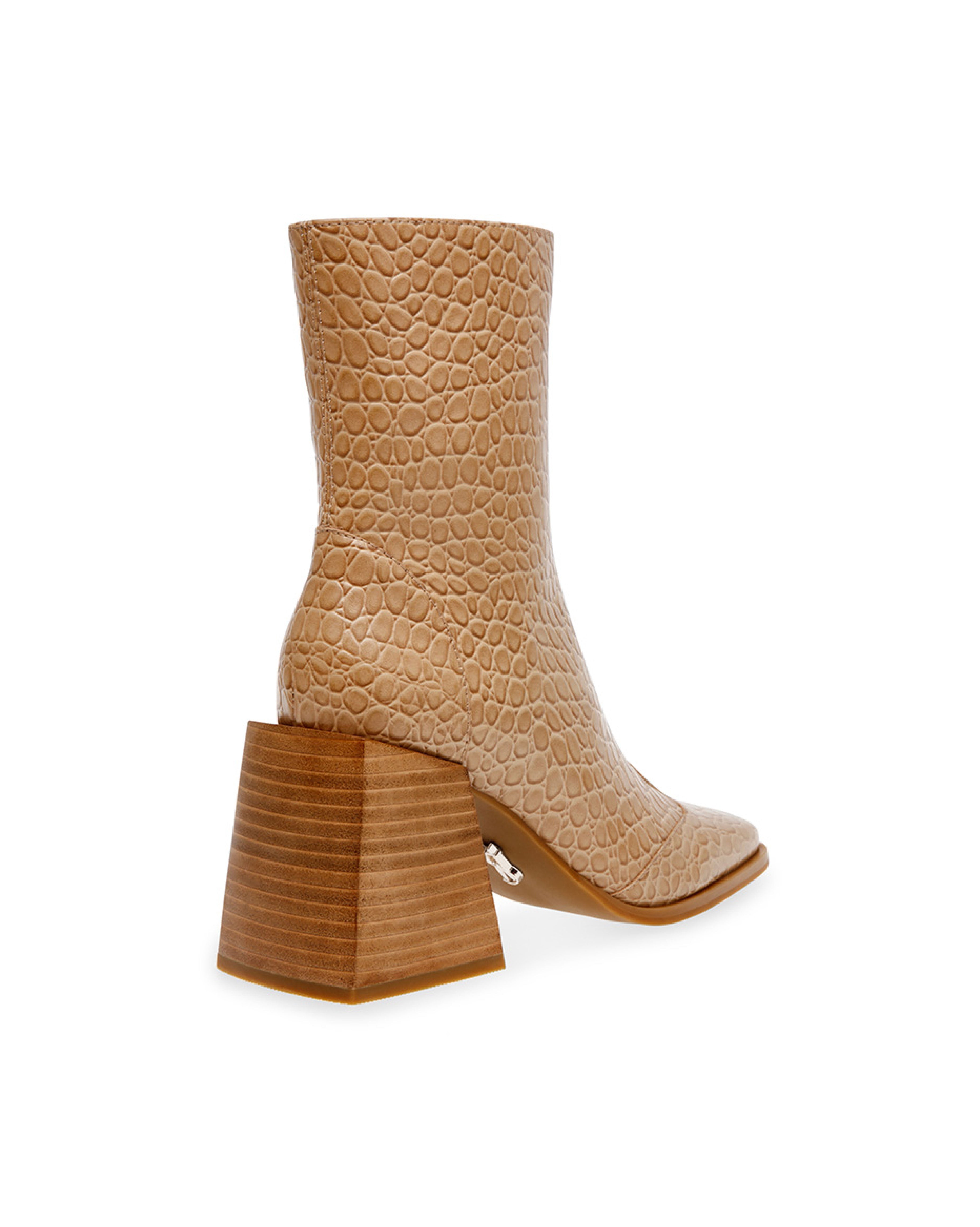 DUCHESS 蛇紋小方頭厚底靴-棕色