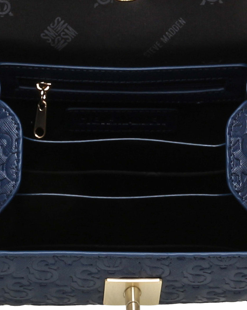 BNOYA-E LOGO壓紋多夾層側背包-藍色