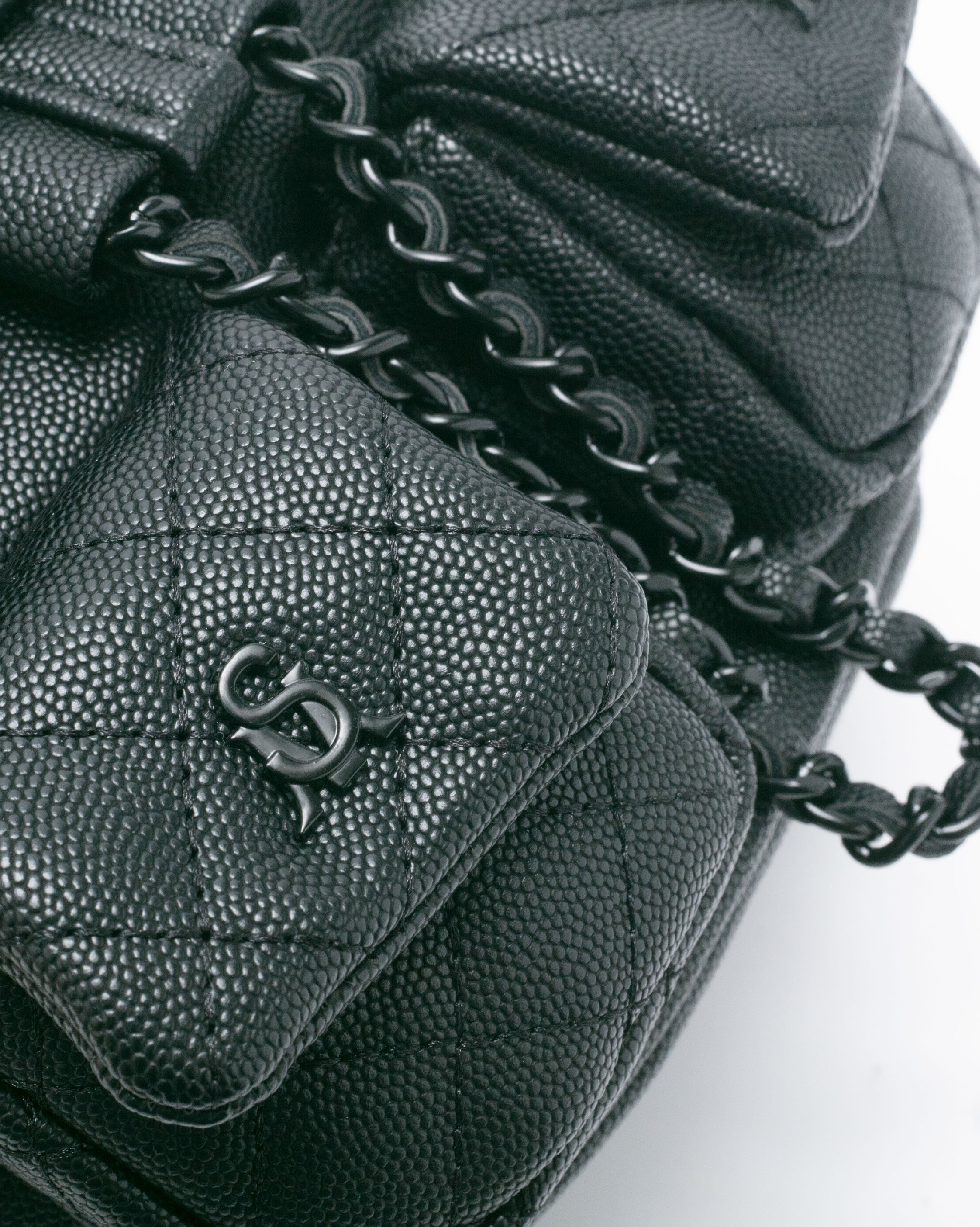 BSEDA 菱格紋雙口袋後背包-黑色