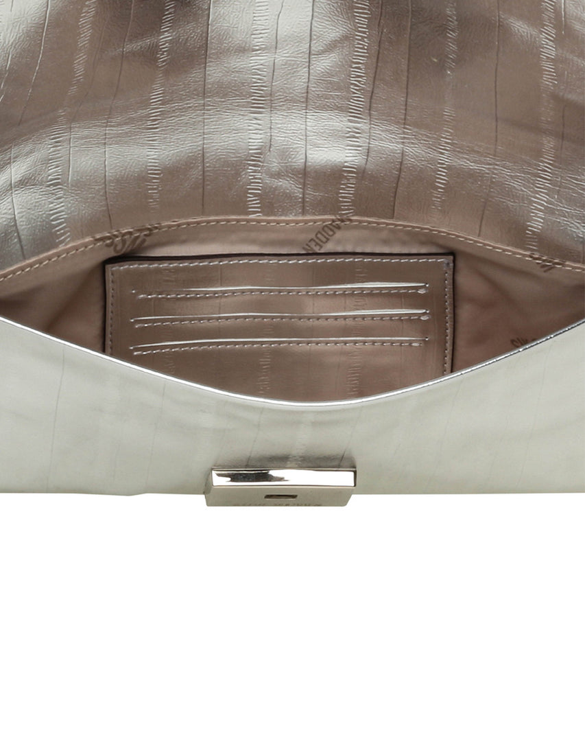 BFRESH-E 素面翻蓋鍊條側背包-銀色