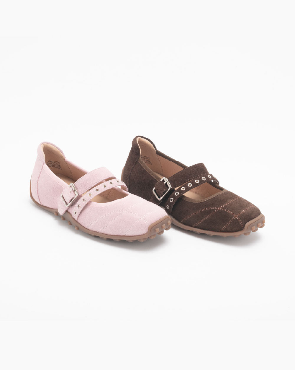 TWFOXY 雙扣帶絨面瑪莉珍鞋-絨粉紅