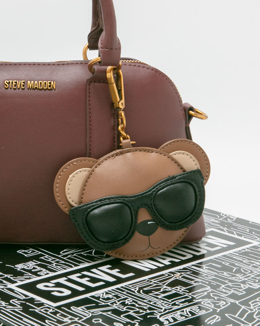 潮流小熊雙吊飾/素面兩用包禮盒-酒紅色