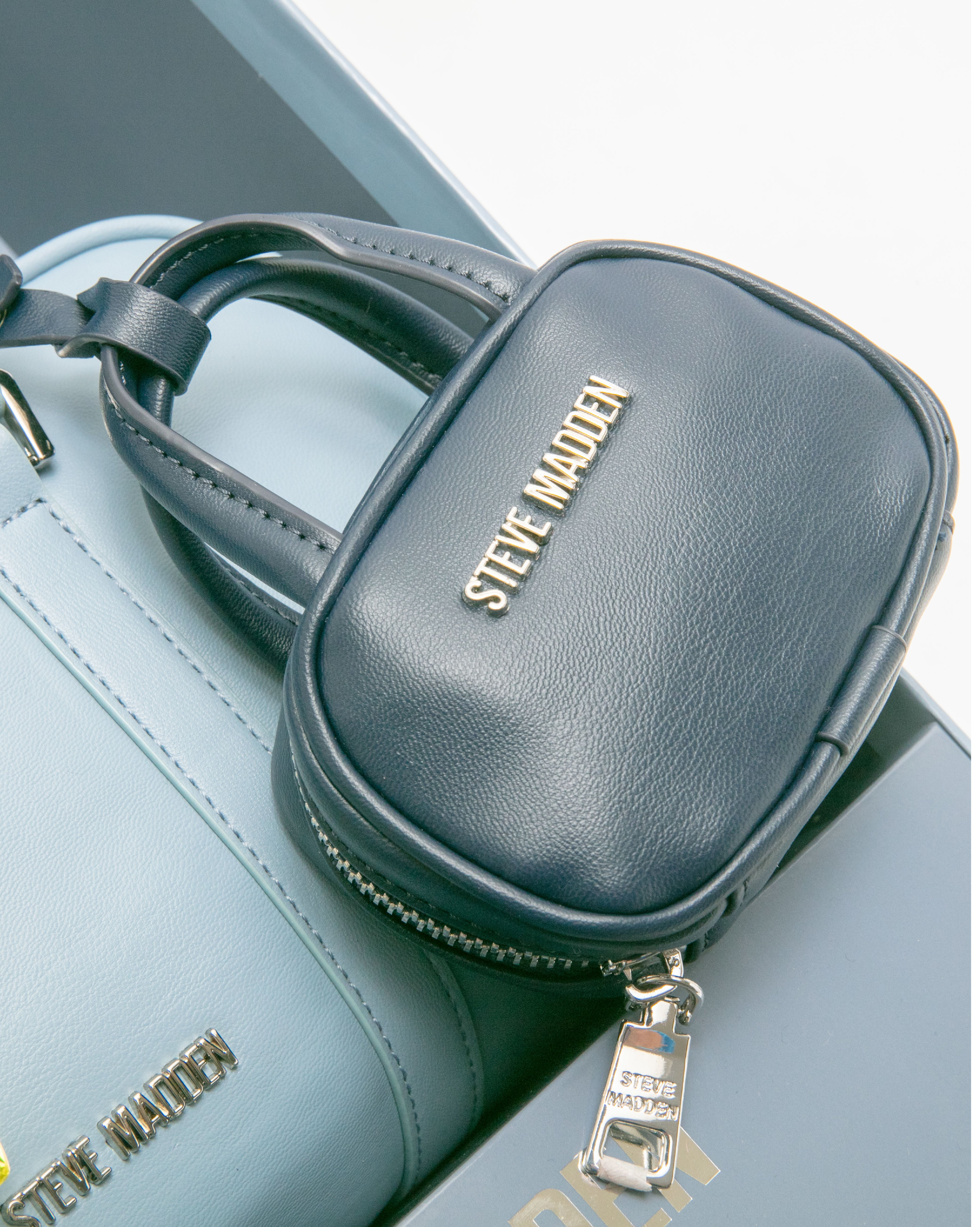 潮流撞色耳機包/法棍肩背包禮盒-藍色