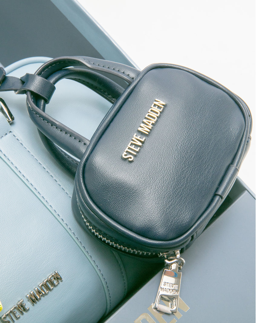 潮流撞色耳機包/法棍肩背包禮盒-藍色