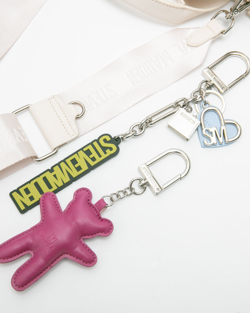 素面LOGO寬背帶雙吊飾禮盒-米色