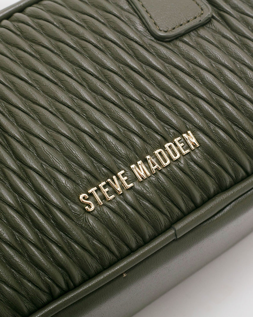 BEMILIEE 編織抓皺小法棍包-墨綠色