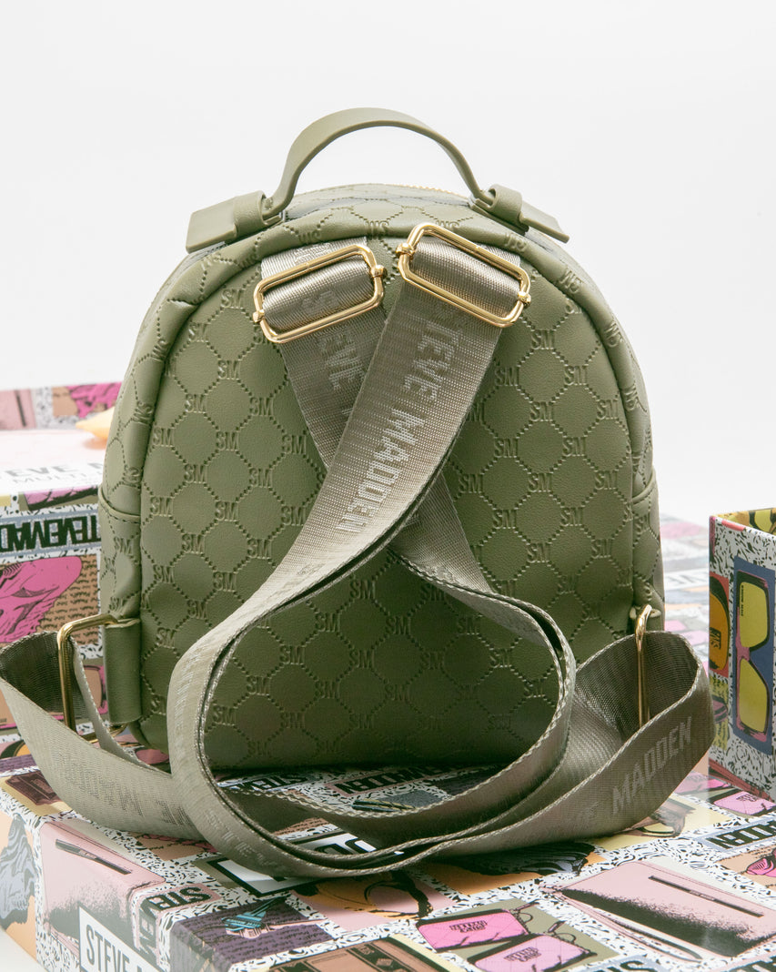 童趣雙吊飾/菱格紋後背包禮盒-墨綠色