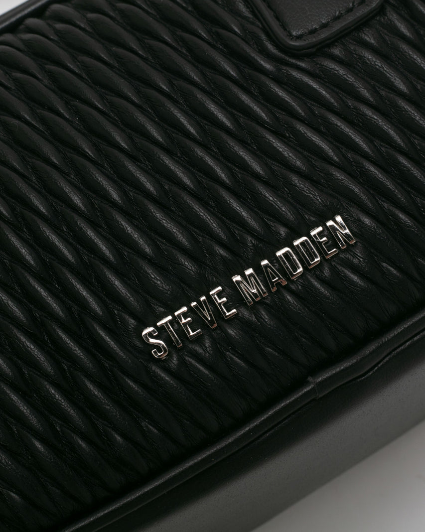 BEMILIEE 編織抓皺小法棍包-黑色