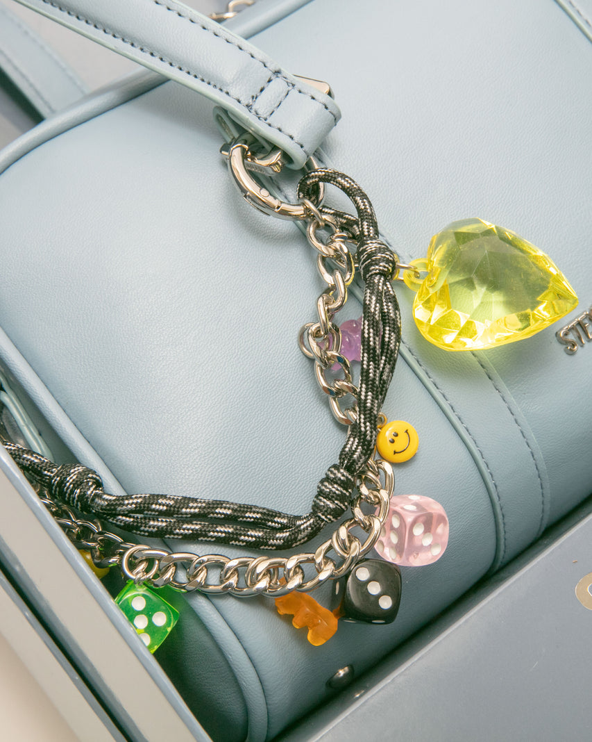 潮流撞色耳機包/法棍肩背包禮盒-藍色