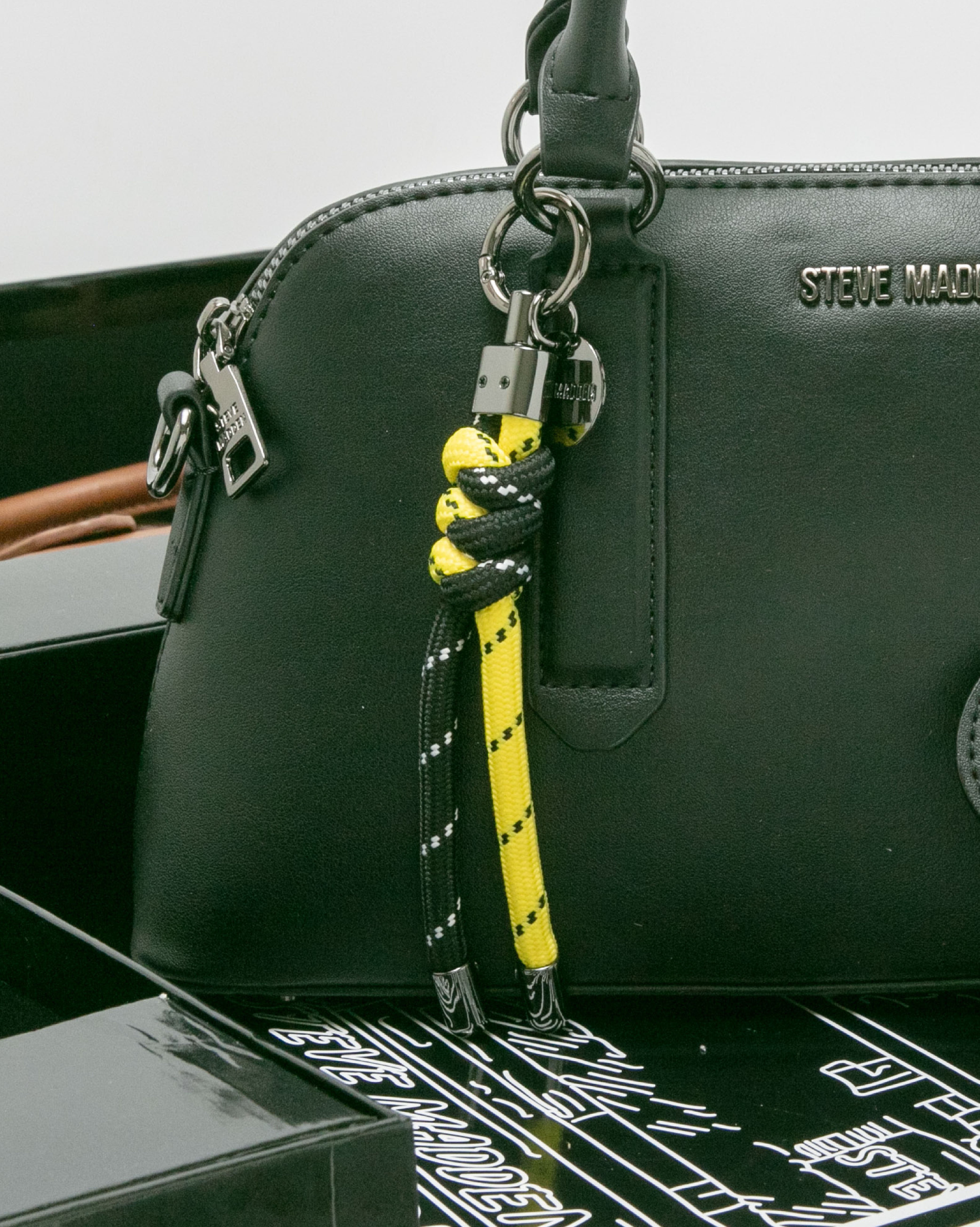 潮流小熊雙吊飾/素面兩用包禮盒-黑色