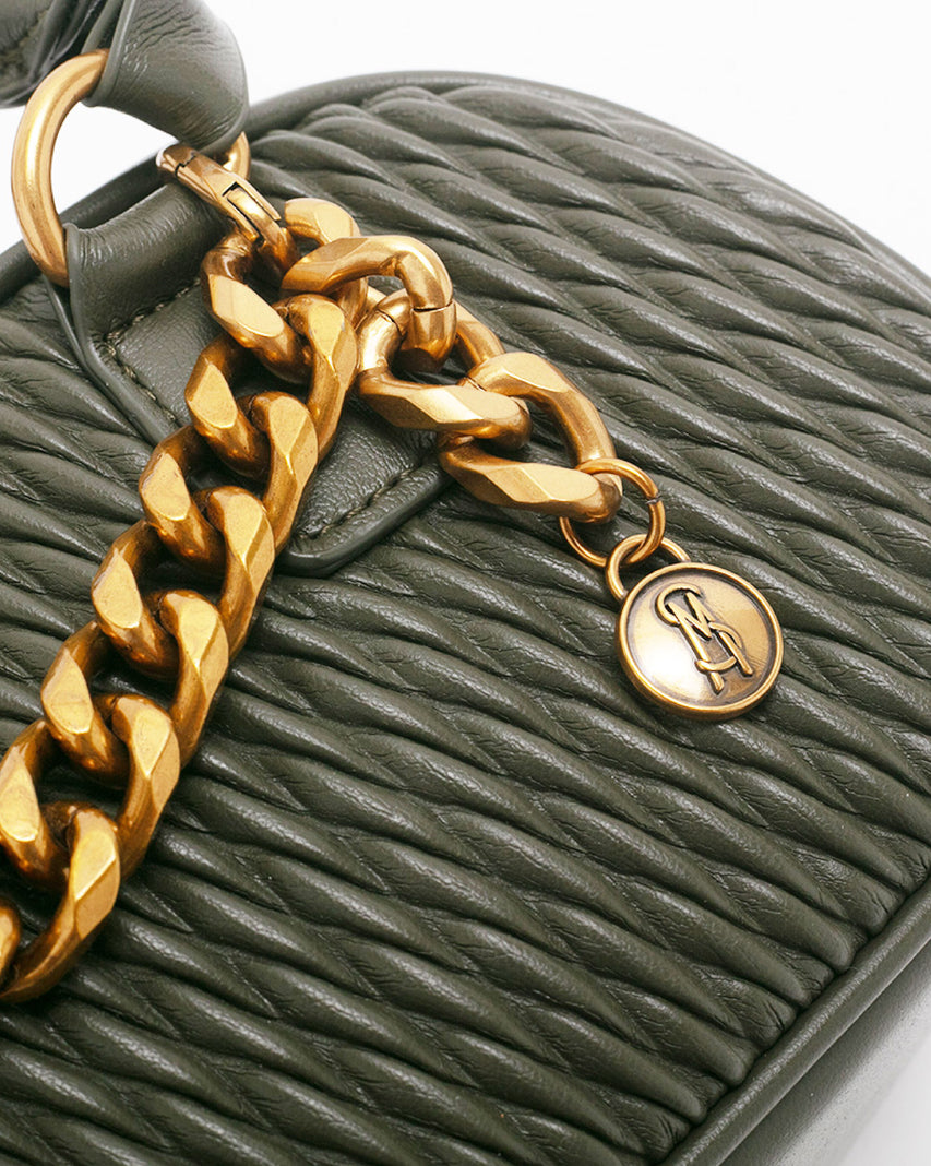 BEMILIEE 編織抓皺小法棍包-墨綠色