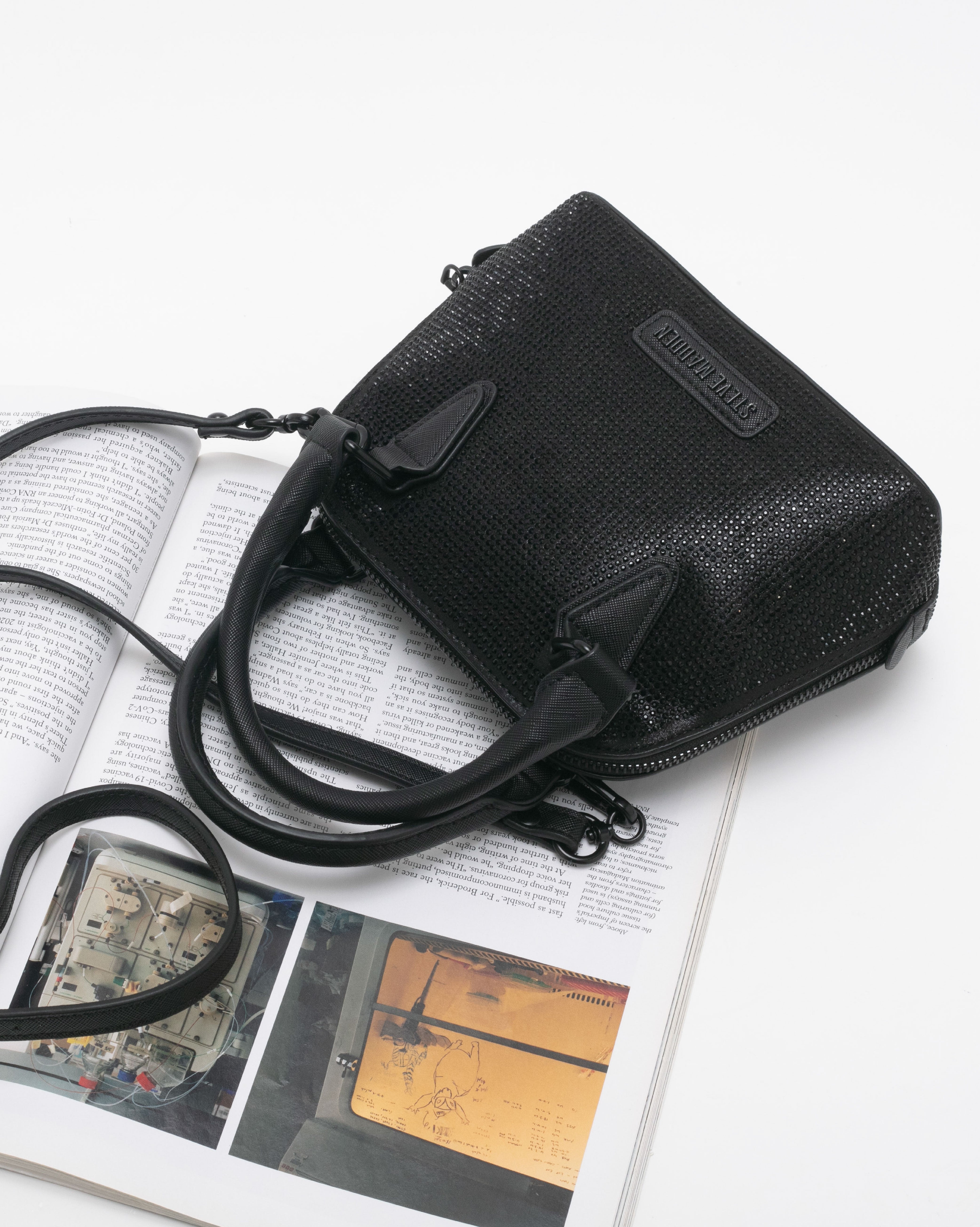 BHOPE-G 奢華閃鑽大開口兩用小包-黑色