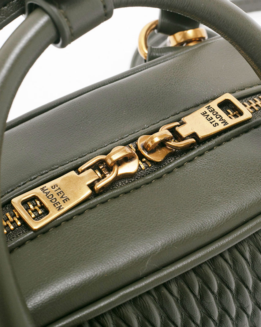 BEMILIEE 編織抓皺小法棍包-墨綠色