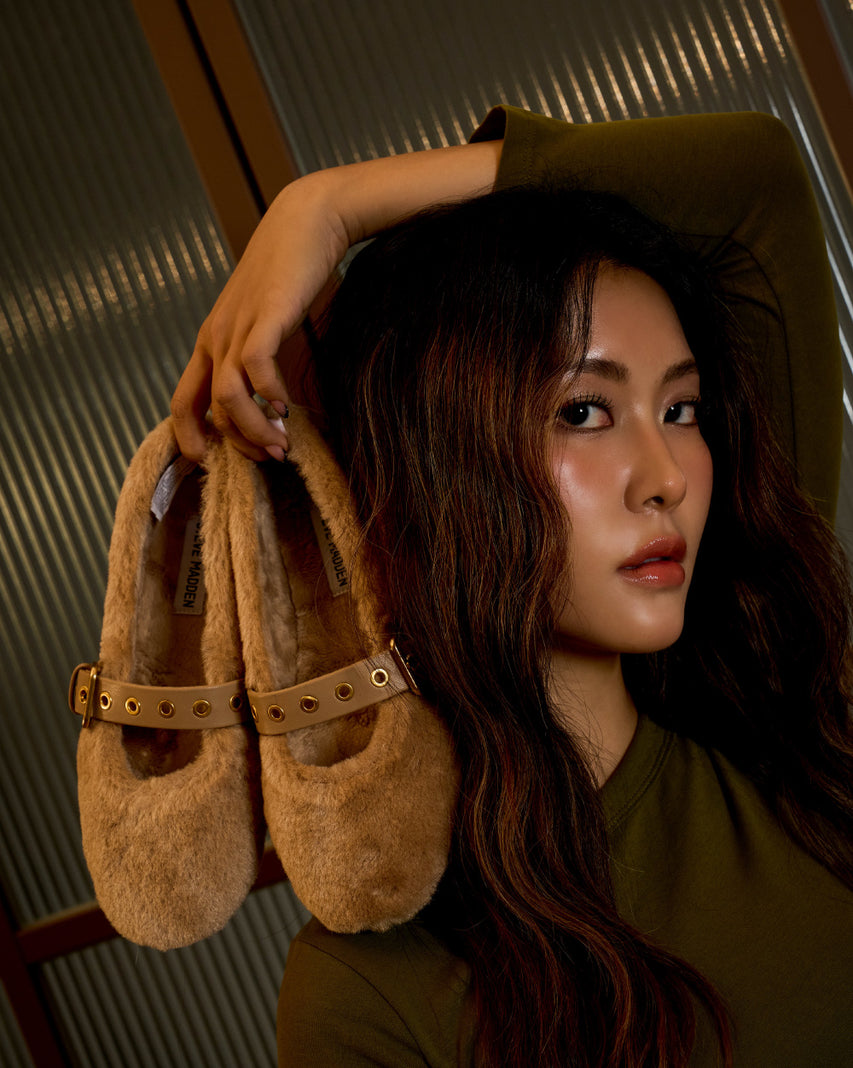 TOASTY 泰迪毛毛瑪莉珍鞋-絨棕