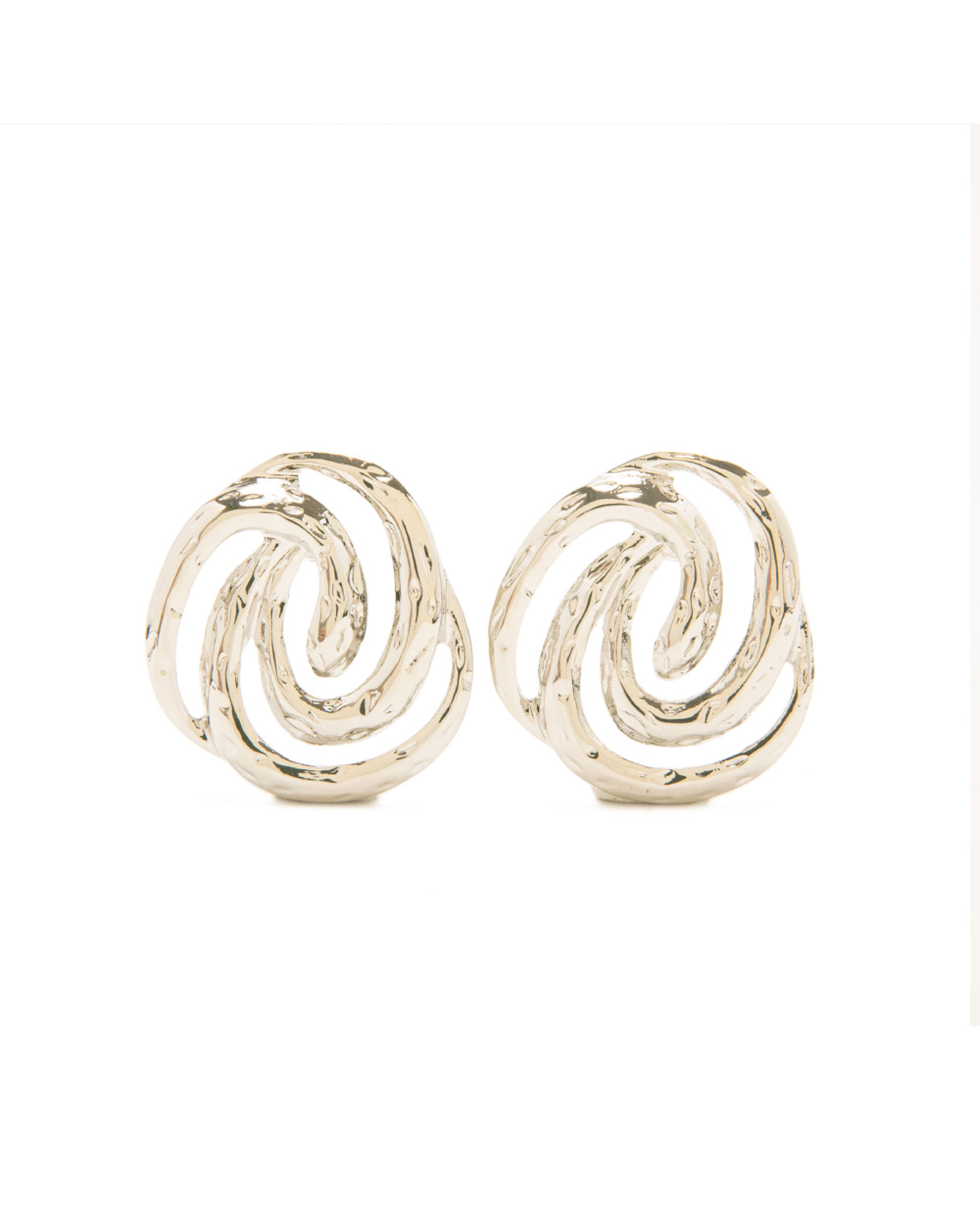 質感雙螺旋線條耳環-銀色