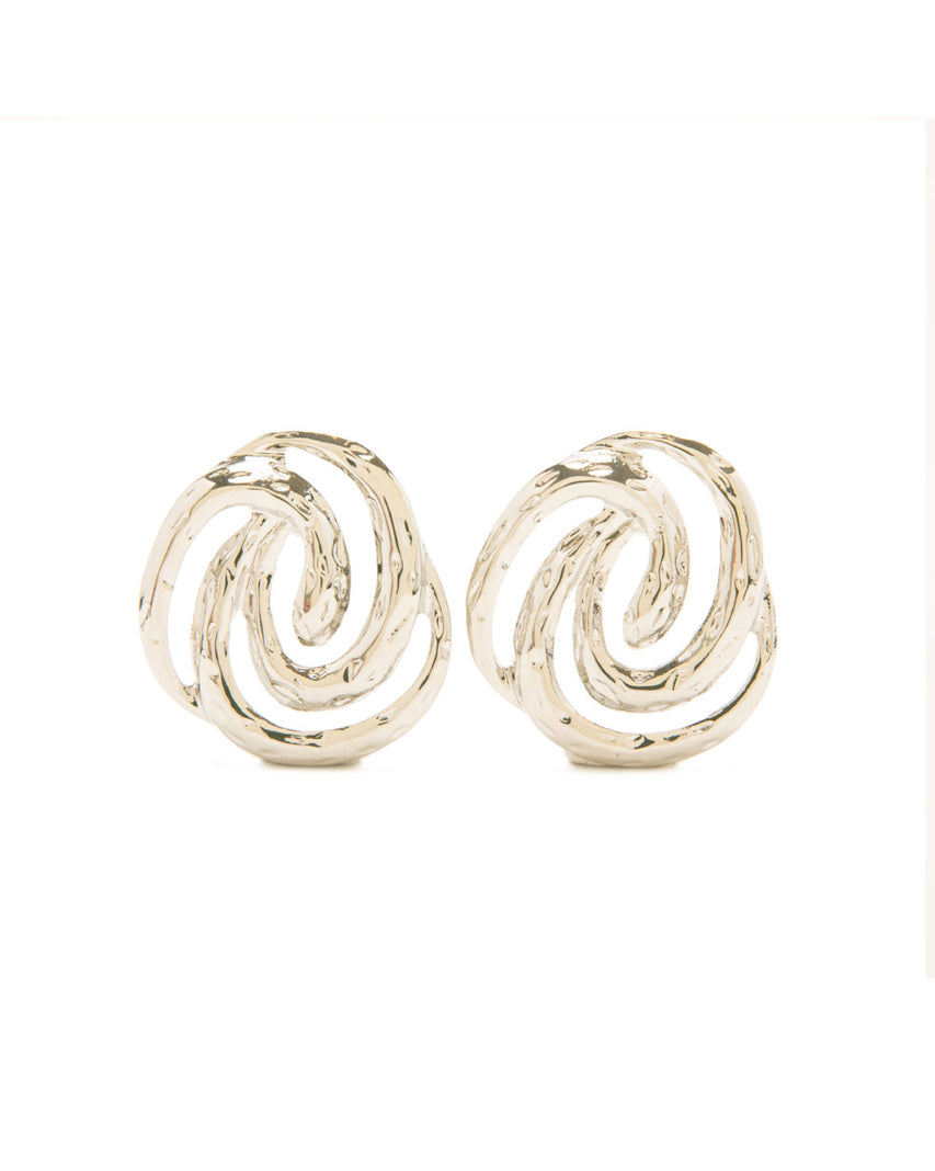 質感雙螺旋線條耳環-銀色