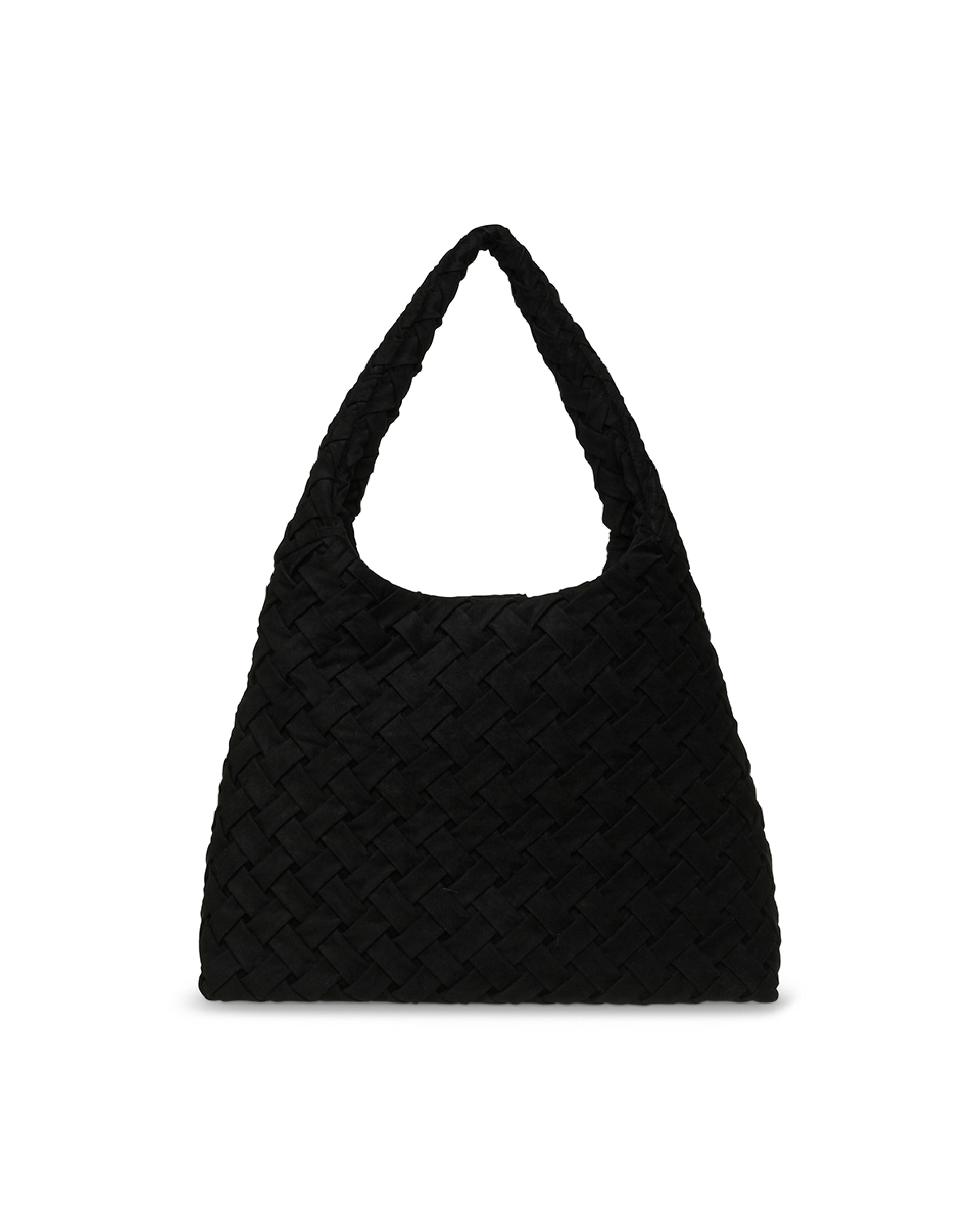 BRHIANON 素面磁釦編織托特包-黑色