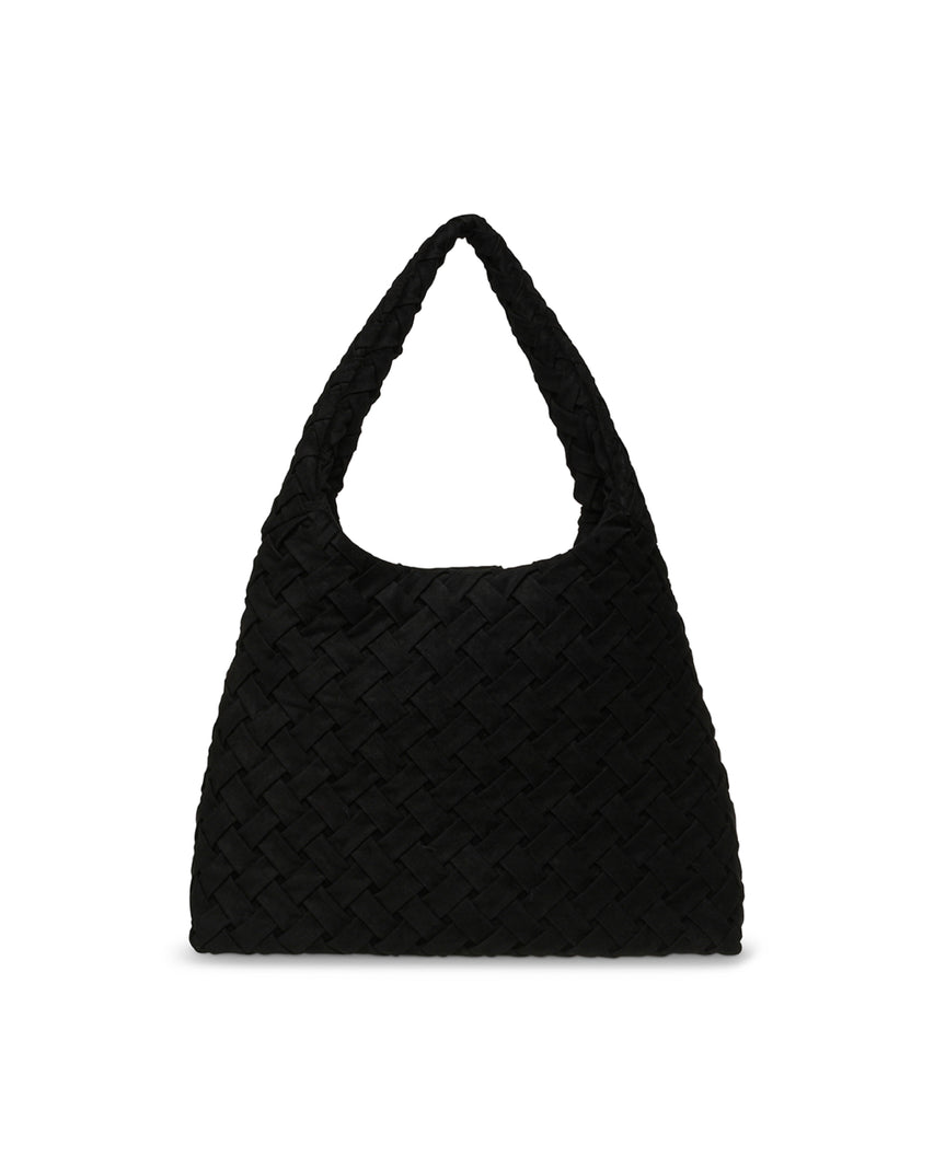 BRHIANON 素面磁釦編織托特包-黑色