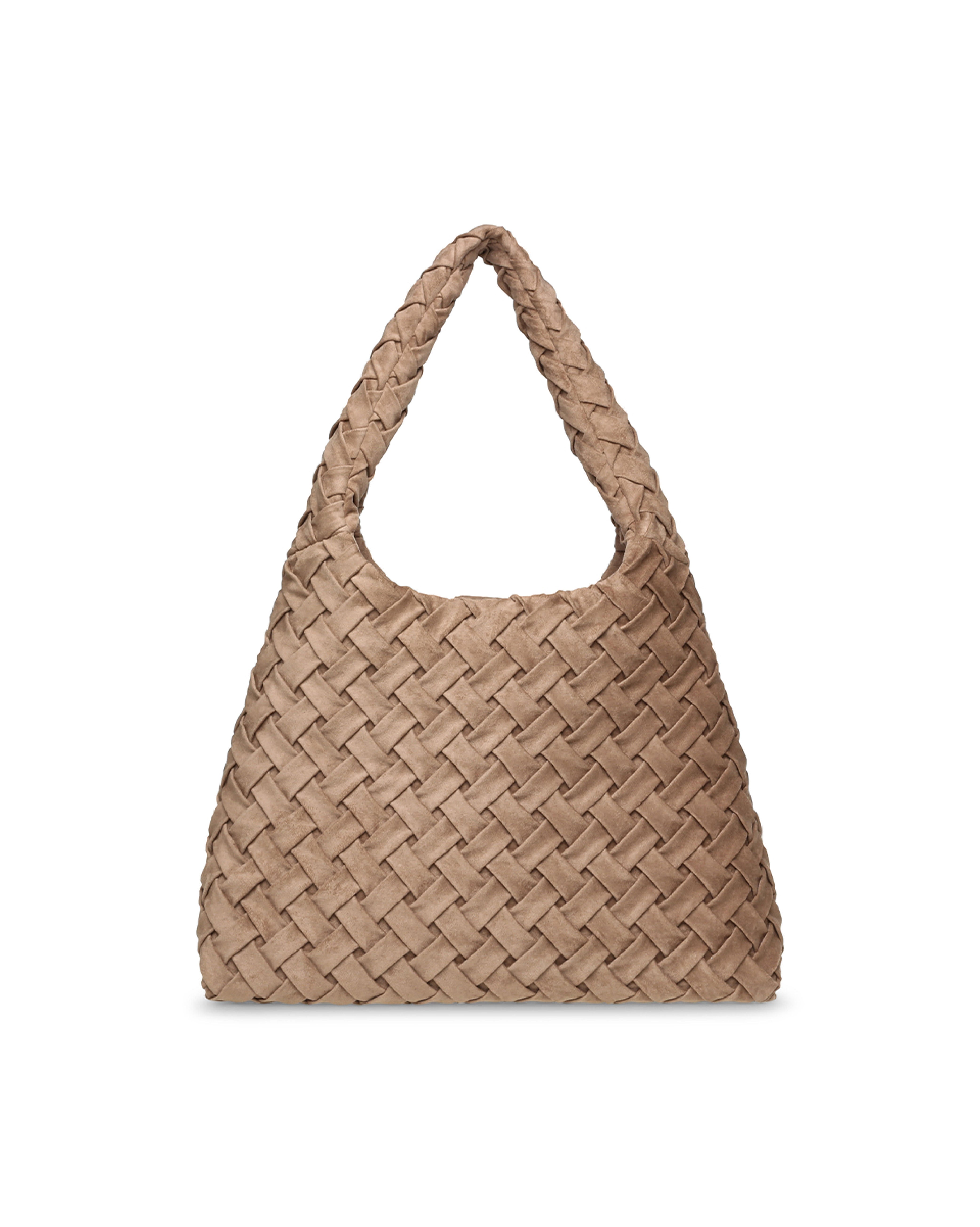 BRHIANON 素面磁釦編織托特包-卡其色