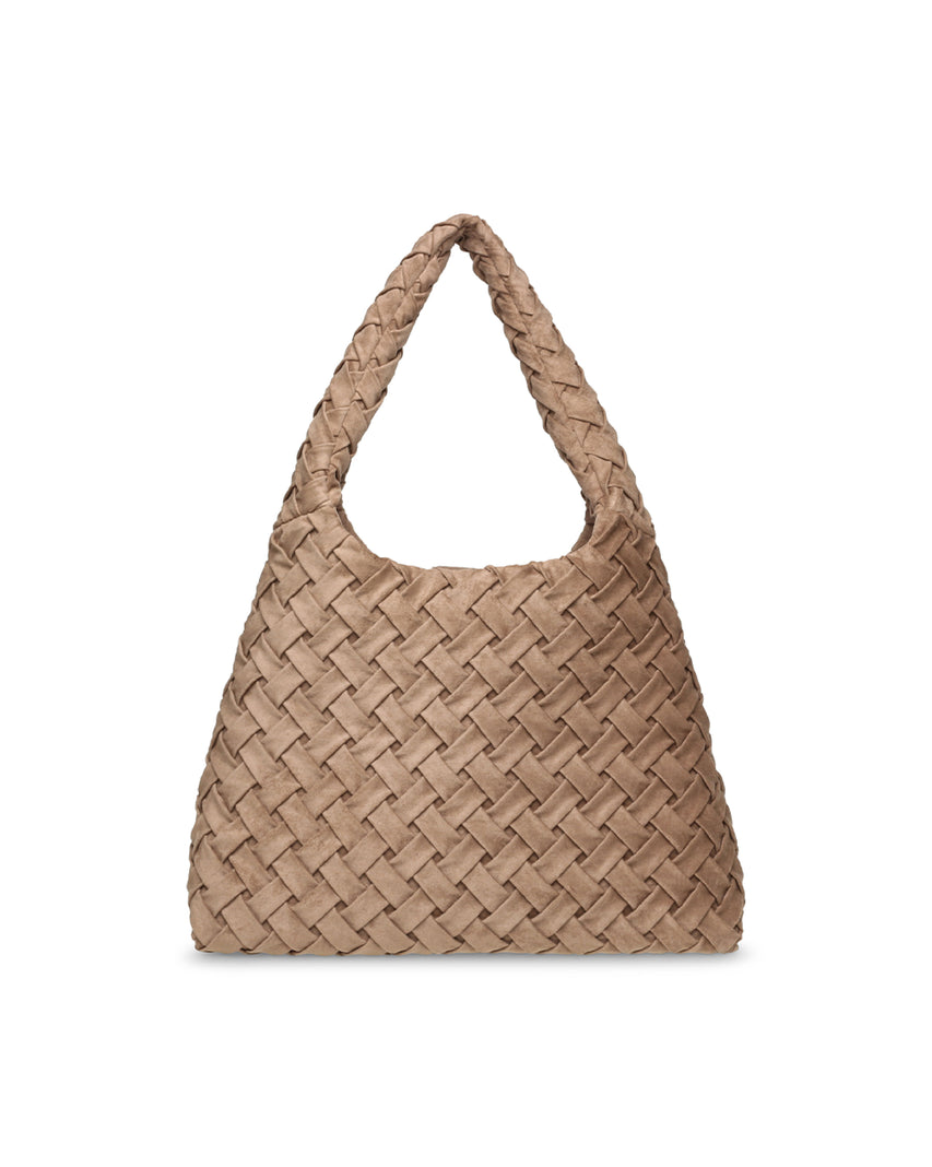 BRHIANON 素面磁釦編織托特包-卡其色