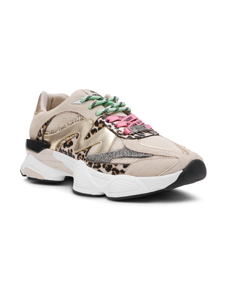 【線上獨家款】SPEEDER 潮流撞色豹紋休閒鞋-棕色