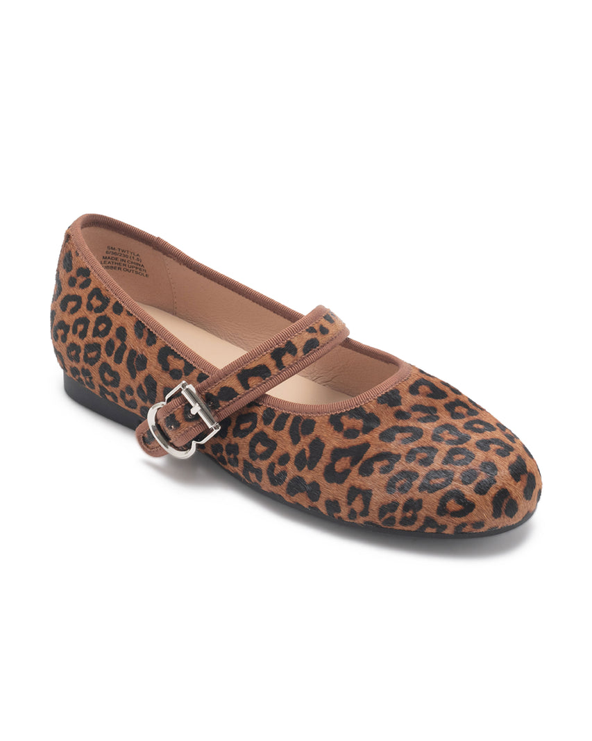 TWTYLA 絨面素色滾邊瑪莉珍鞋-豹紋