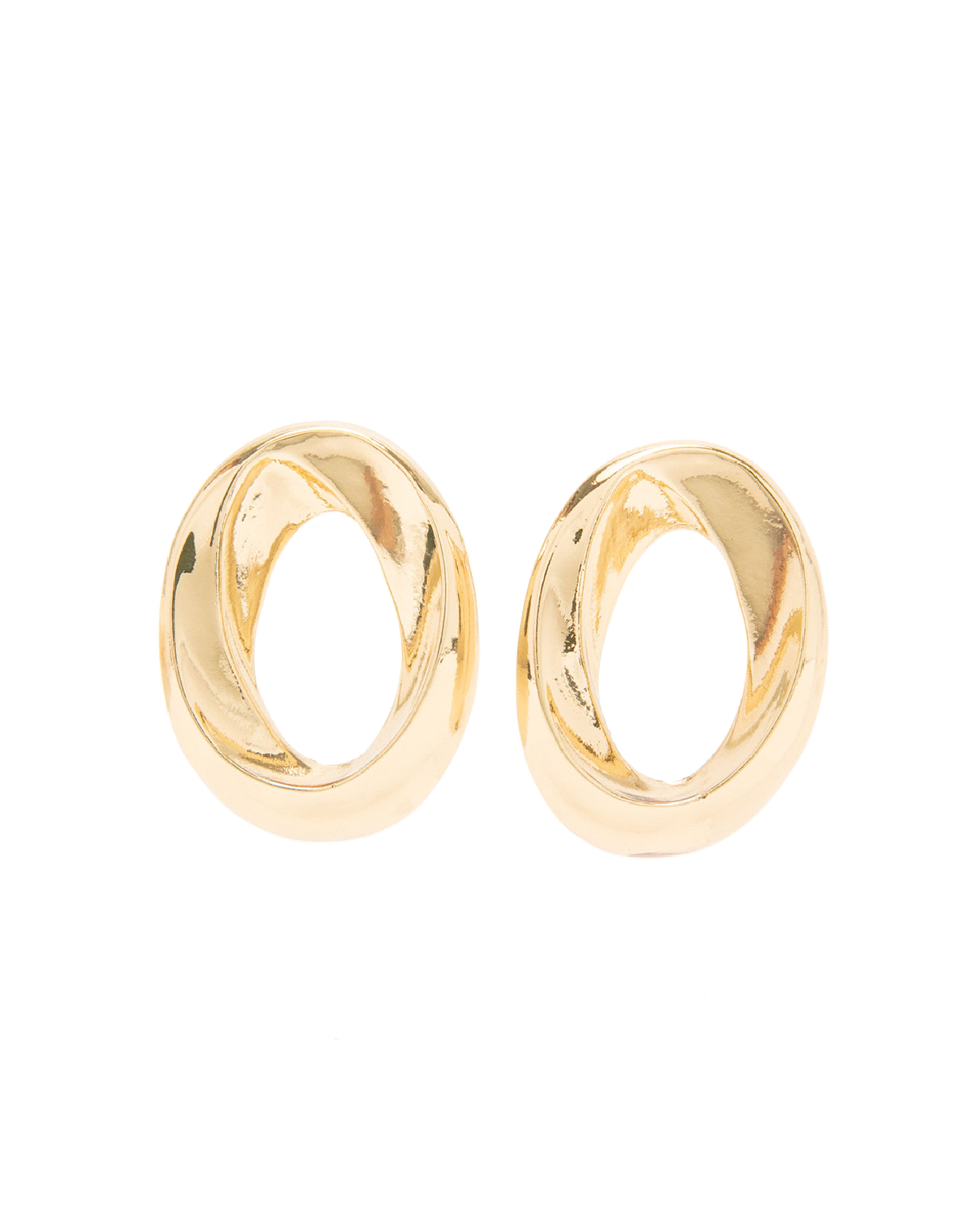 質感流線圓形耳環-金色