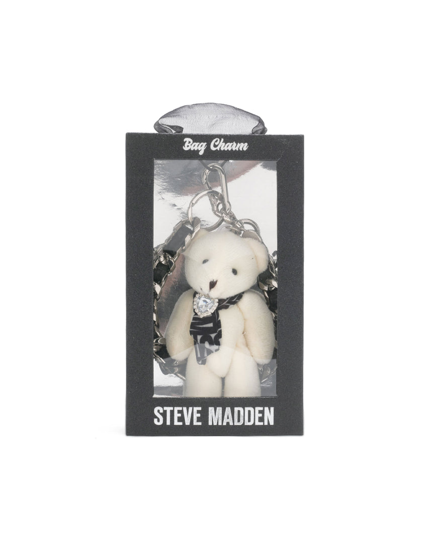 BBEAR-G 毛絨泰迪鍊條吊飾-銀色