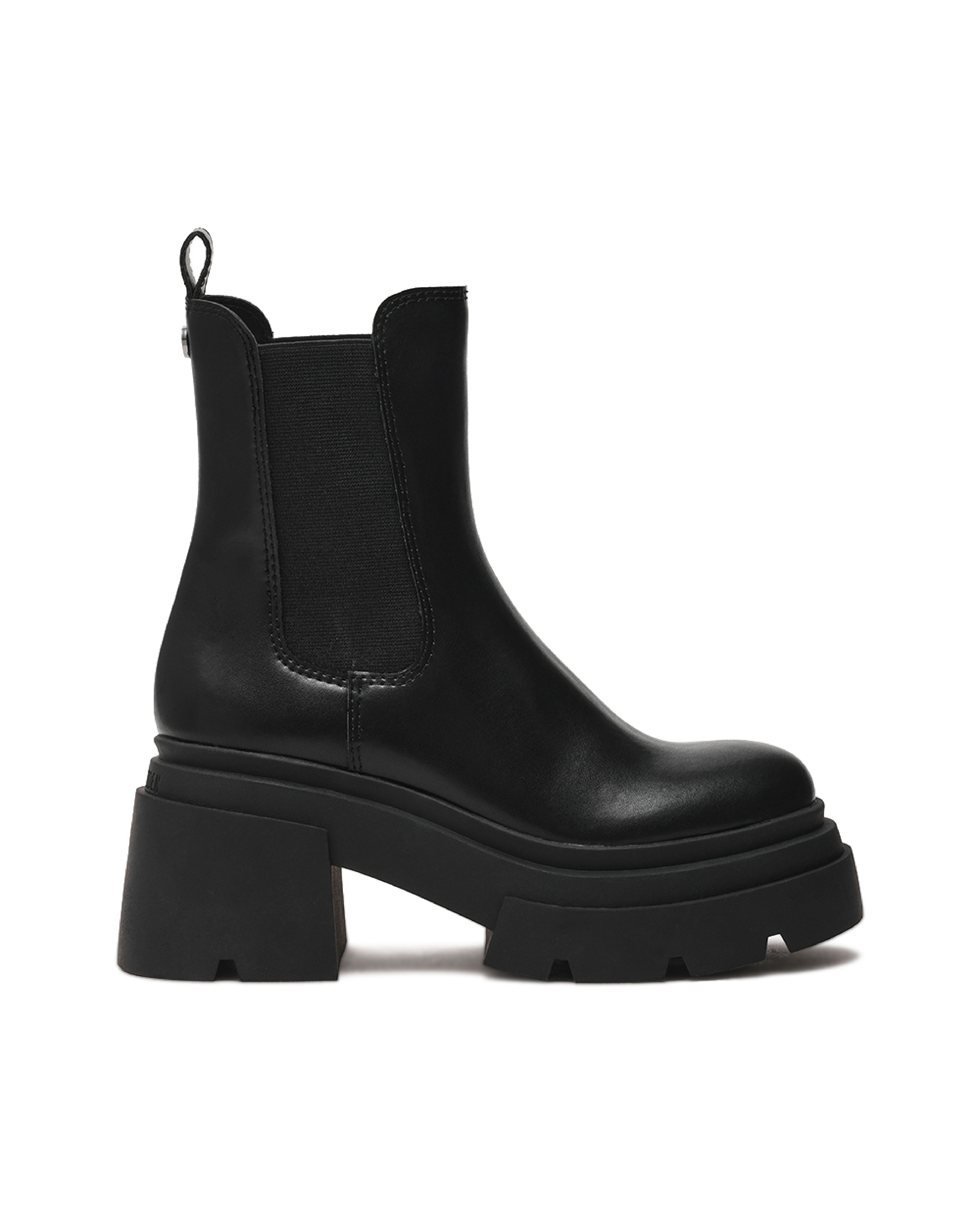 TIDALWAVE 簡約素面厚底切爾西短靴-黑色