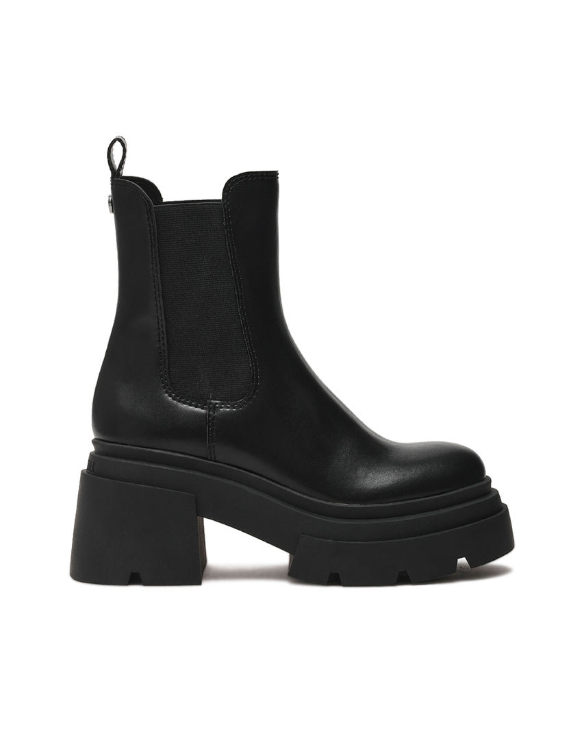 TIDALWAVE 簡約素面厚底切爾西短靴-黑色