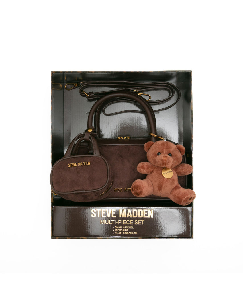 【線上獨家禮盒】麂皮法棍小包三件禮盒組-咖啡色