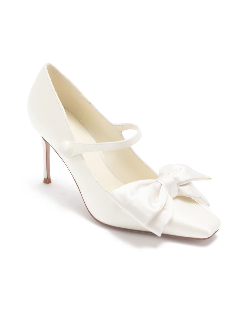 TWASHLEY 方頭蝴蝶結瑪莉珍高跟鞋-金色