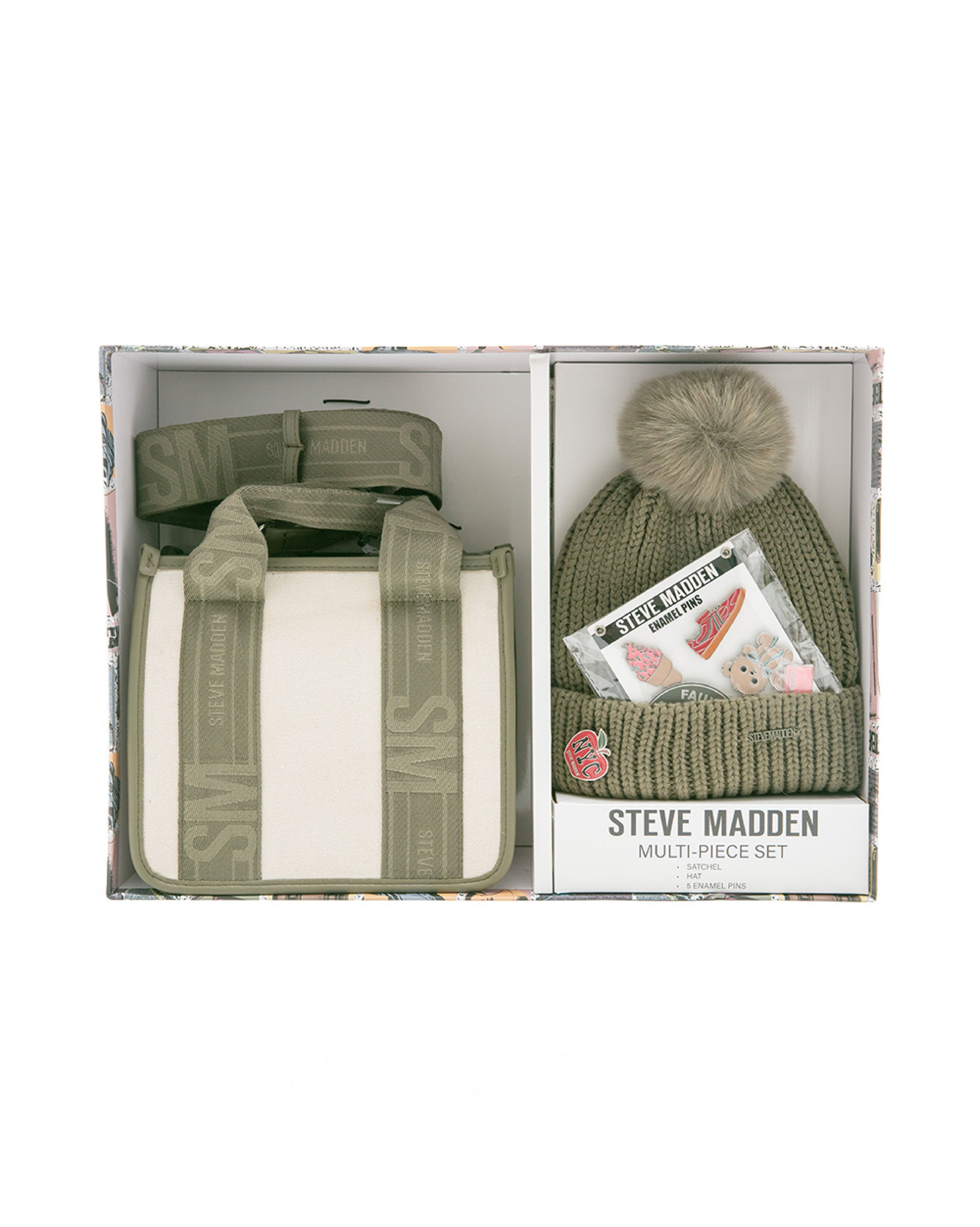 LOGO寬帶兩用包/潮流徽章毛帽禮盒-墨綠色