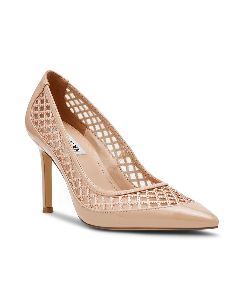 SAXXON 透膚奢華鑽面高跟鞋-粉紅色