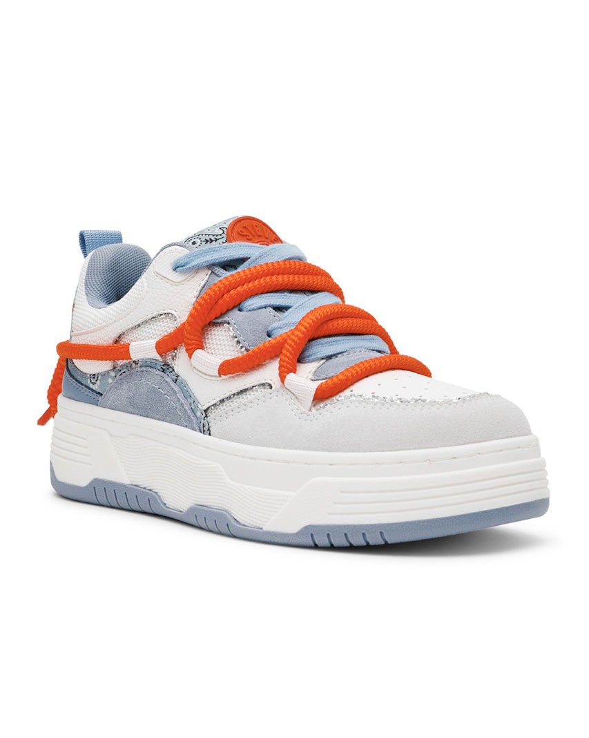 BROUHAHA 潮流撞色鞋帶厚底休閒鞋-藍色