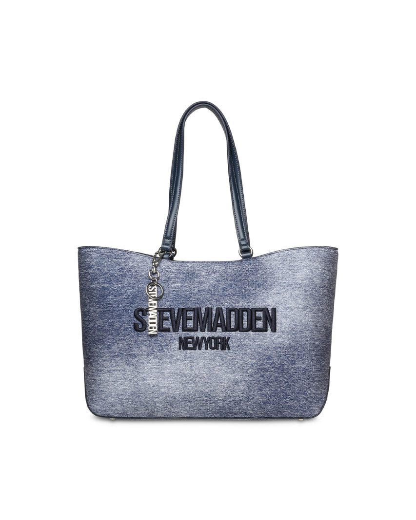 BCOCOS 丹寧休閒LOGO托特包-藍色