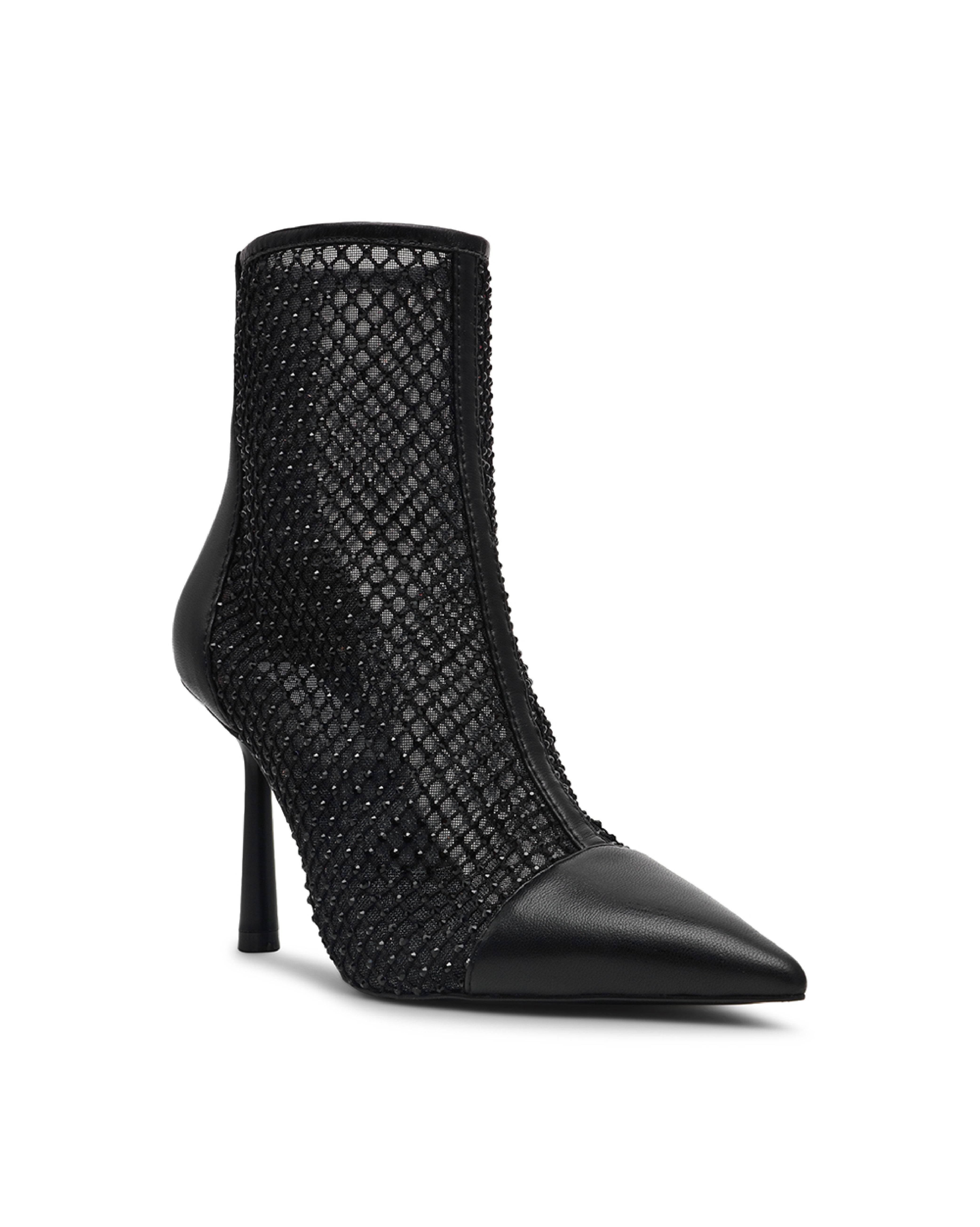 ARLETTE 奢華閃鑽透膚短靴-黑色